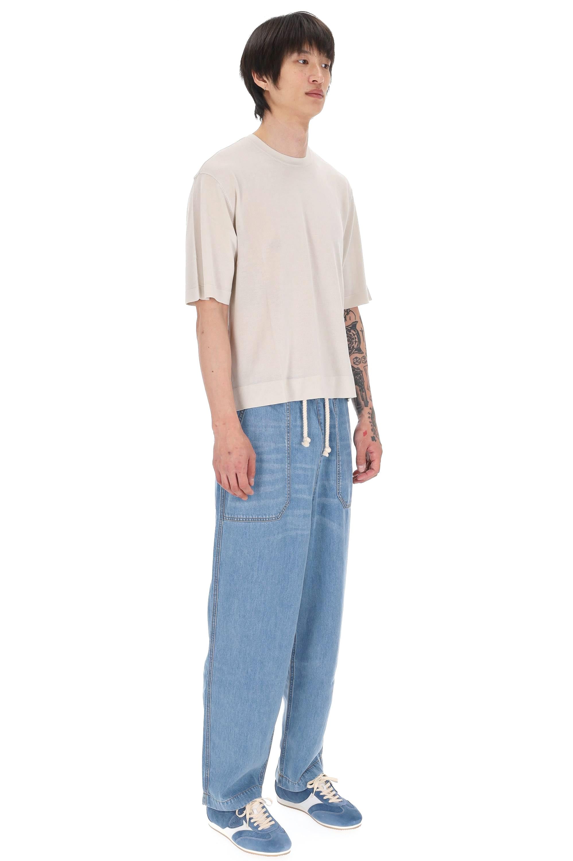 Officine Générale T-shirt in lyocell-lana mod. Boris MTEE201 MOON 