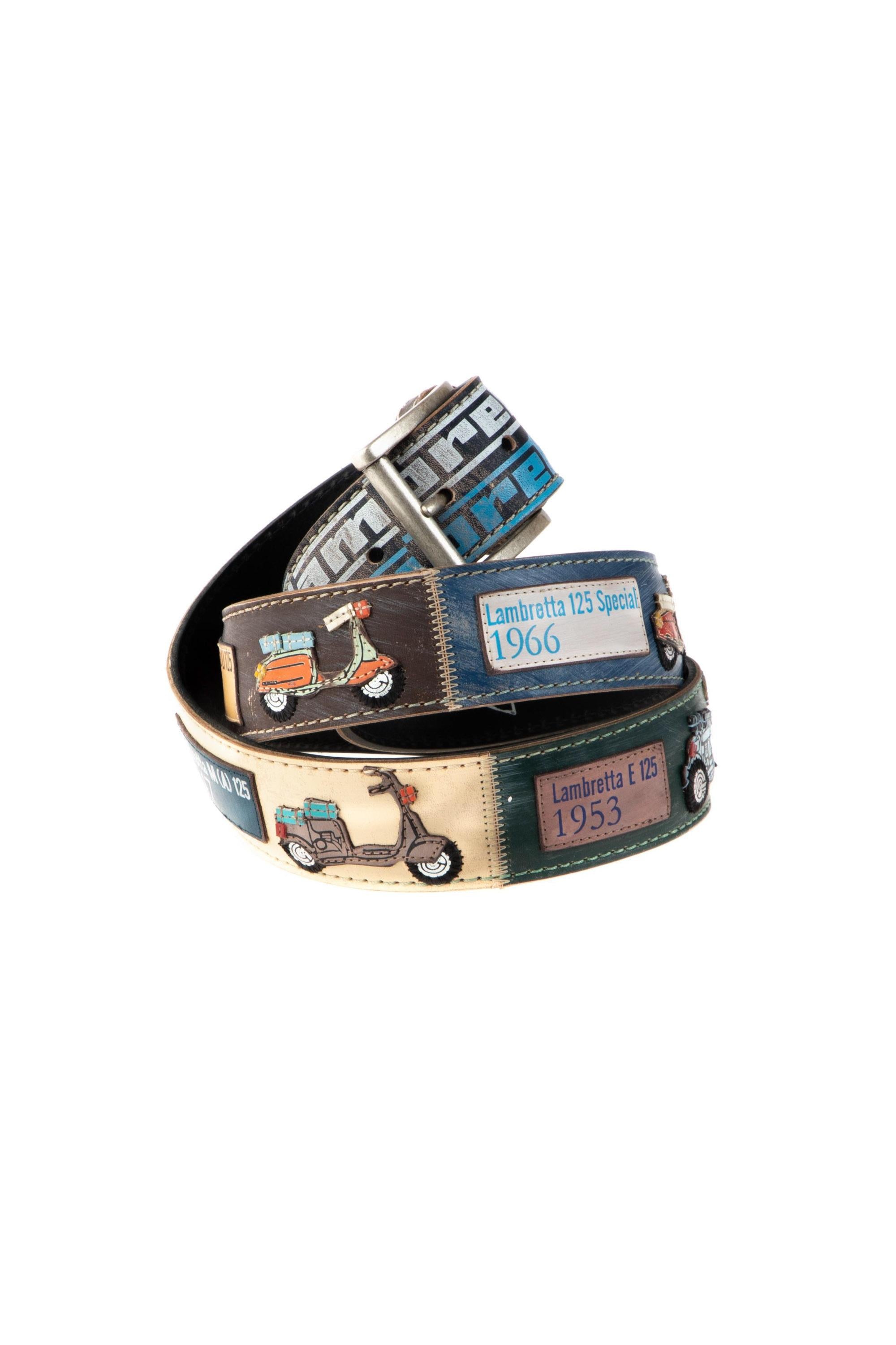 Artigianato Italiano Cintura artigianale in pelle "Storia della Lambretta" LAMBRETTA NN 