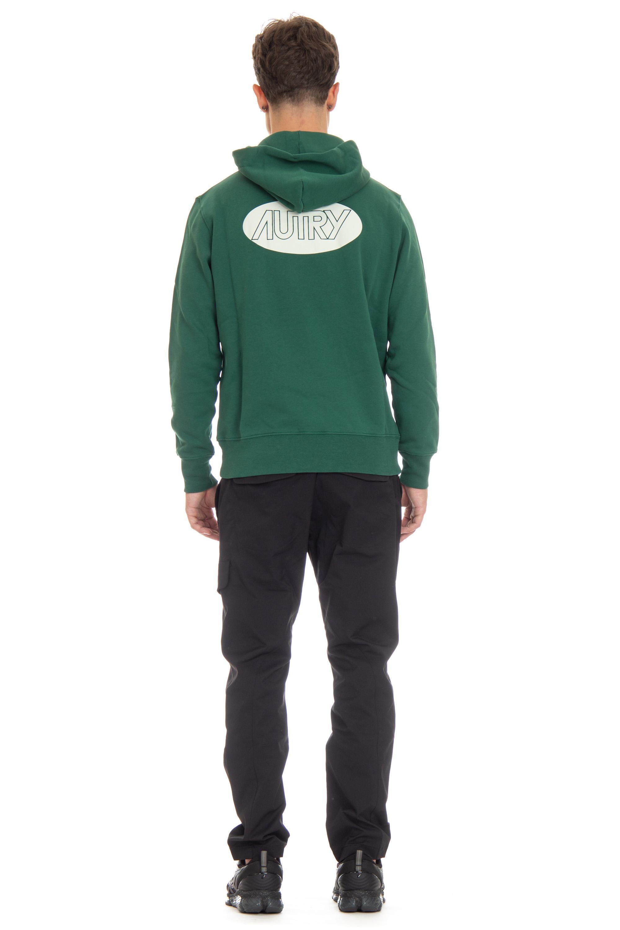 Autry Felpa in cotone con logo e cappuccio HOPM 02JV JERSEY GREEN 