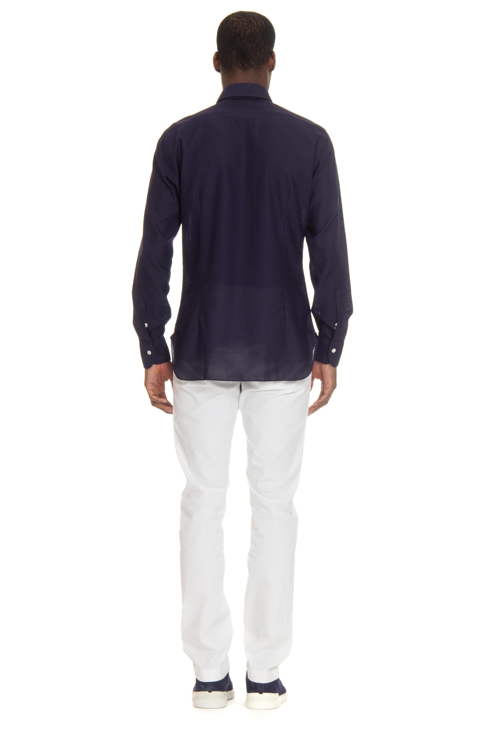 Camicia sartoriale a nido d'ape stretch Etichetta Culto K1U13P0140108.U/2 0003 Barba 