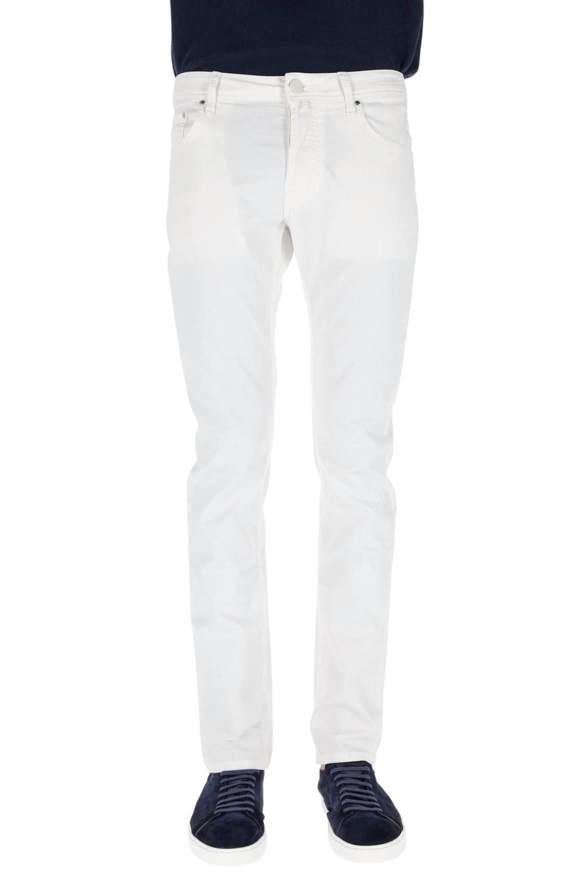 Jacob Cohen Jeans bianco in cotone bull stretch Nick fit QE006 36P 3732 NICK A00 