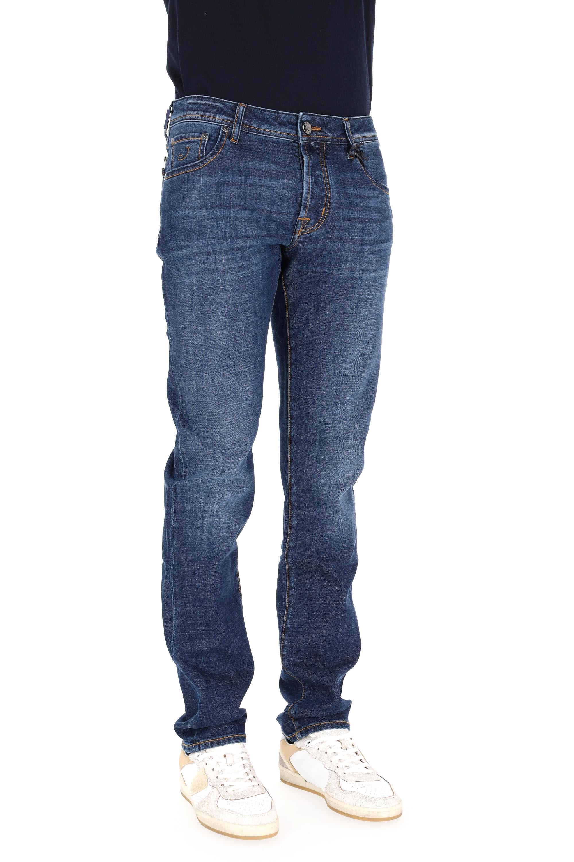 Jacob Cohen Jeans in cotone comfort etichetta in pelle saffiano Nick fit JUM_QE006-032-S3736 100D 