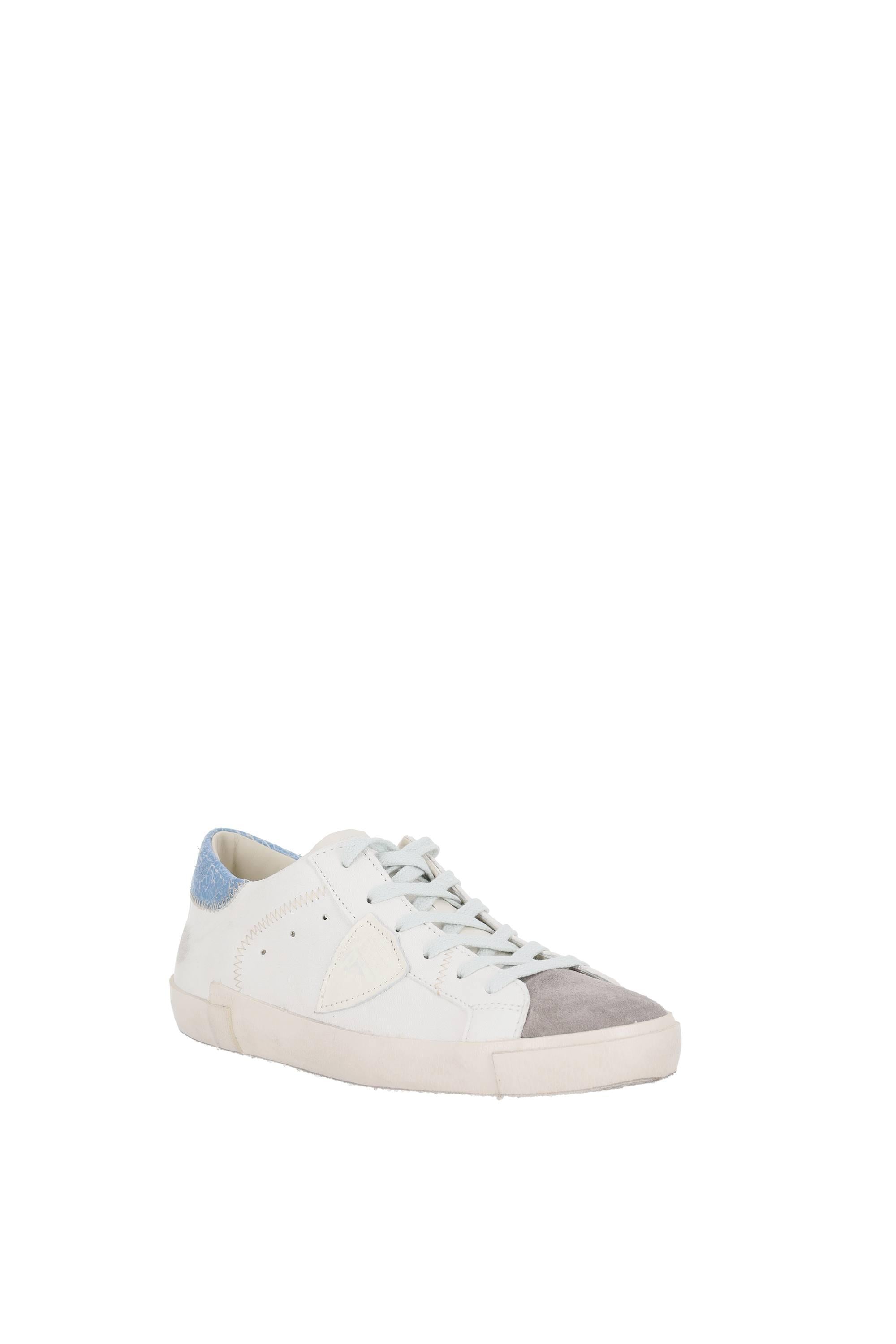 Philippe Model Sneaker Paris in pelle e camoscio talloncino azzurro cracklè PRLU-PRSX/3 WX52 