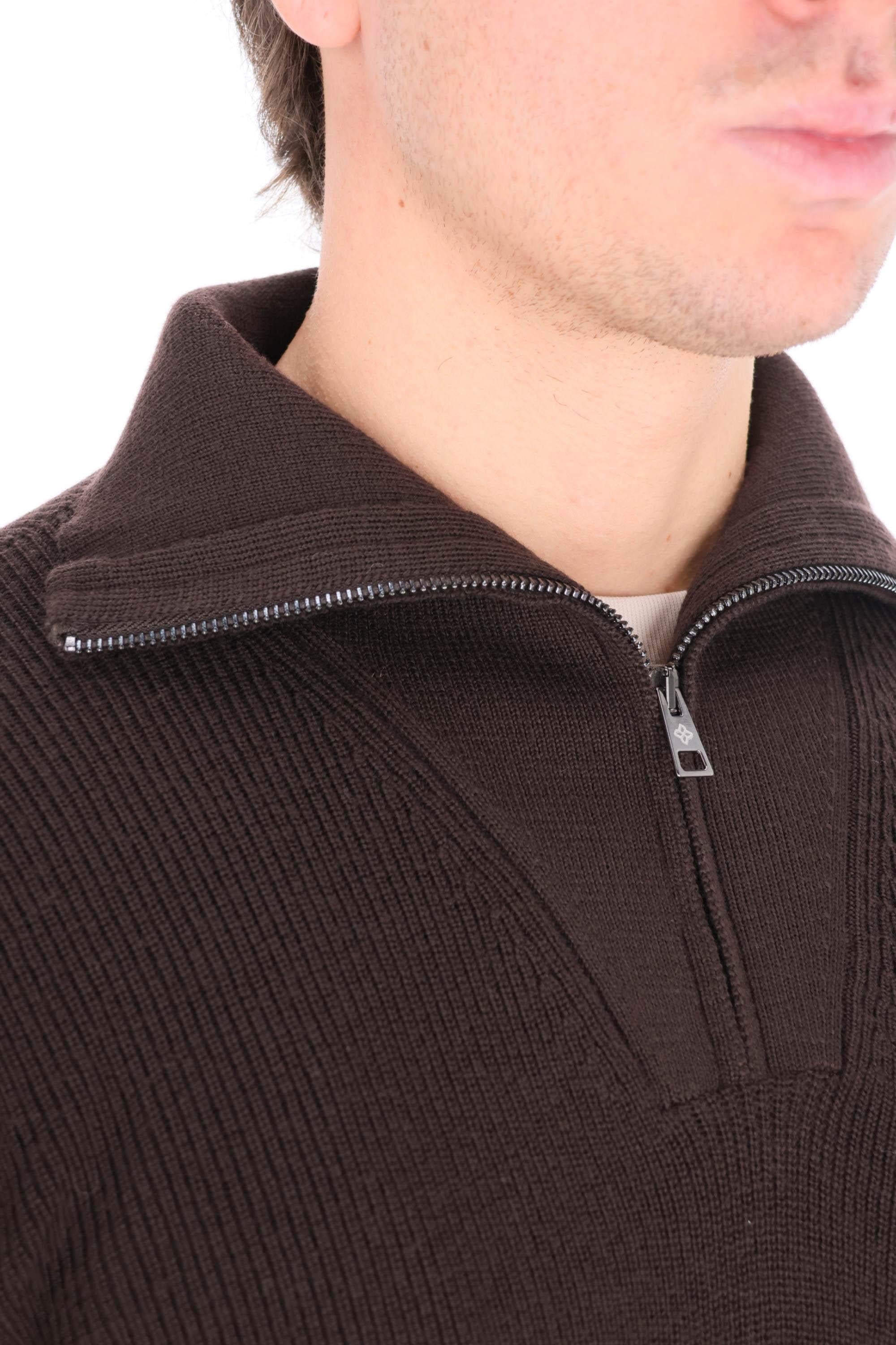 Tagliatore Maglia modello camionnaire Linton in lana vergine PWI25-01 25I226 MORO 