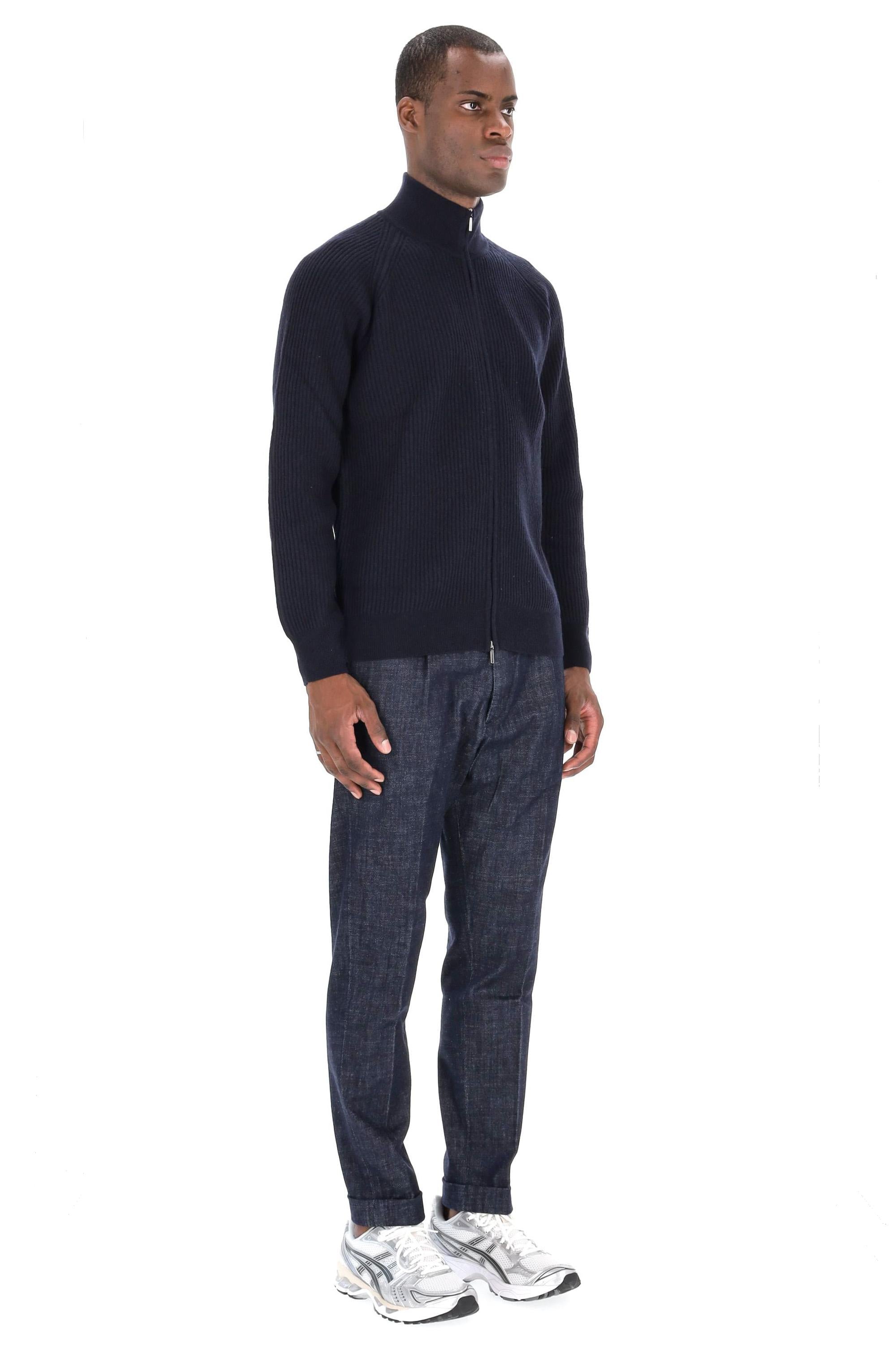 Maglia full zip a costine in lana vergine BR06 2121 5000 5000 Barba 