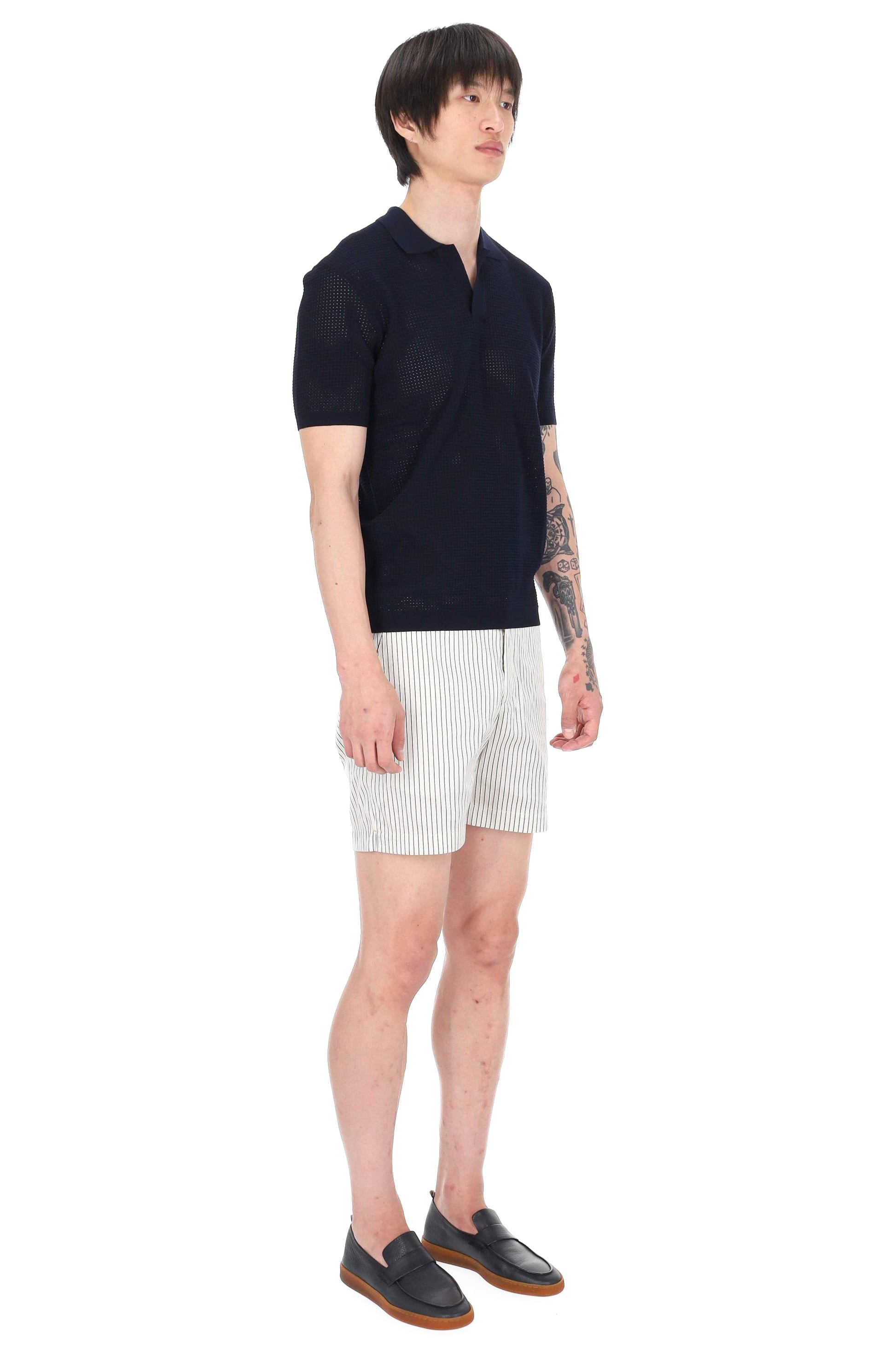 Orlebar Brown Polo tie stitch open collar mod. Roddy 277989 NIGHT IRIS 