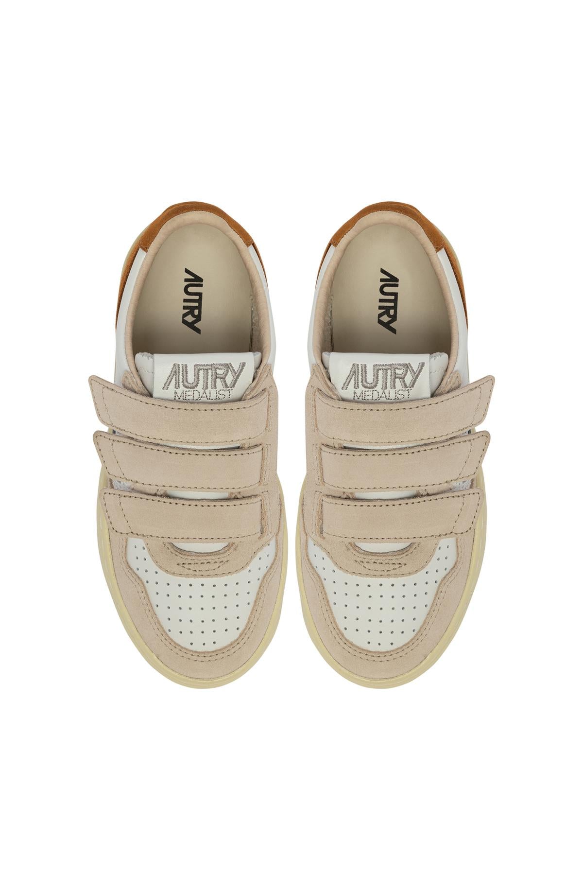 Autry Sneaker Medalist bambino in pelle e camoscio con strappi KILK 3U06 BRNMUS/WHT/SND 
