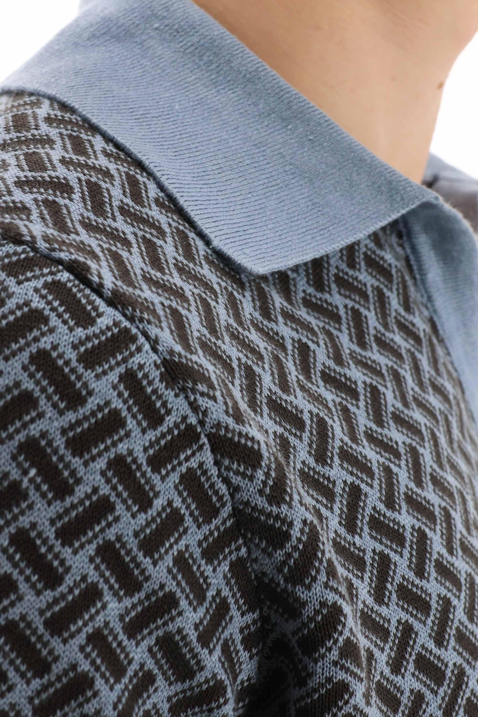 Polo open collar biscottino in cotone-lino D9LZ146N-5 B47 Drumohr 