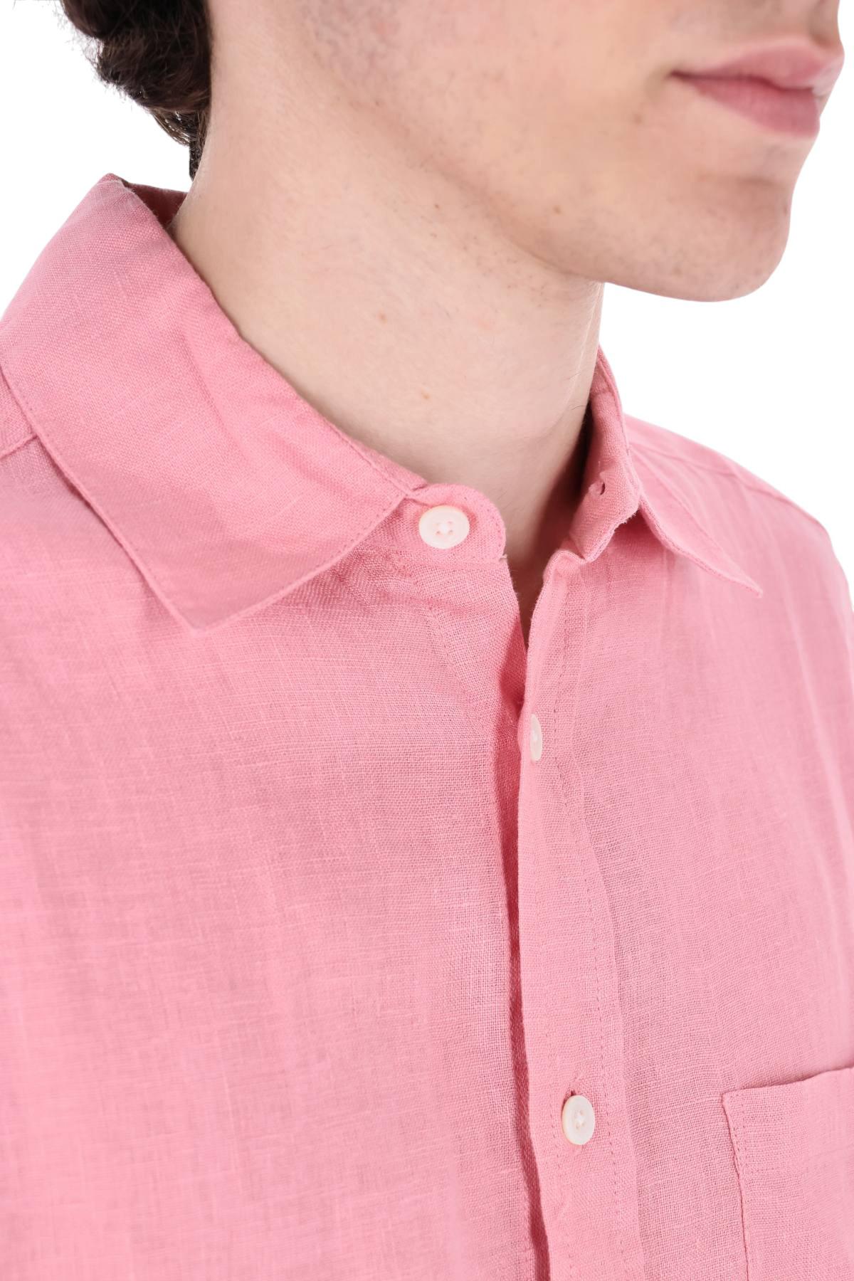 Portuguese Flannel Camicia in lino con taschino 066.S/3 ROSE 