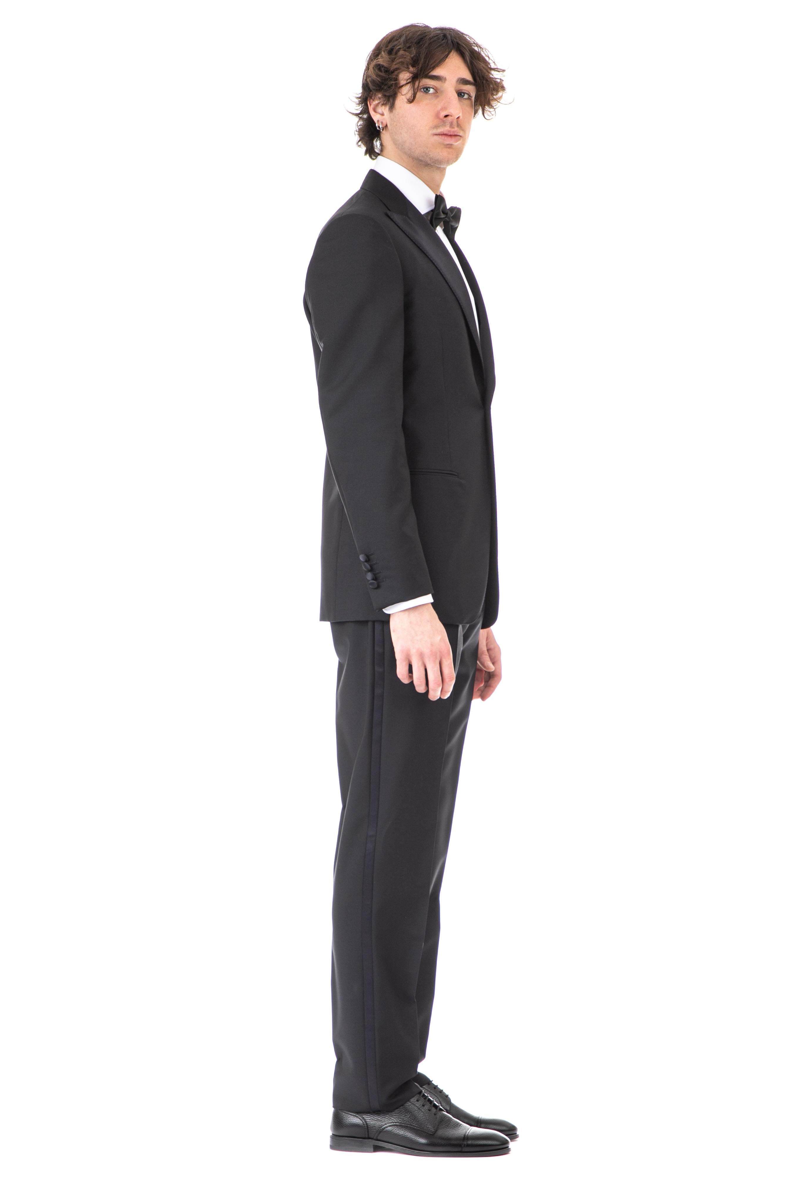 Abito smoking in lana-mohair WLN1JM111F PE0206/2 NERO Caruso 