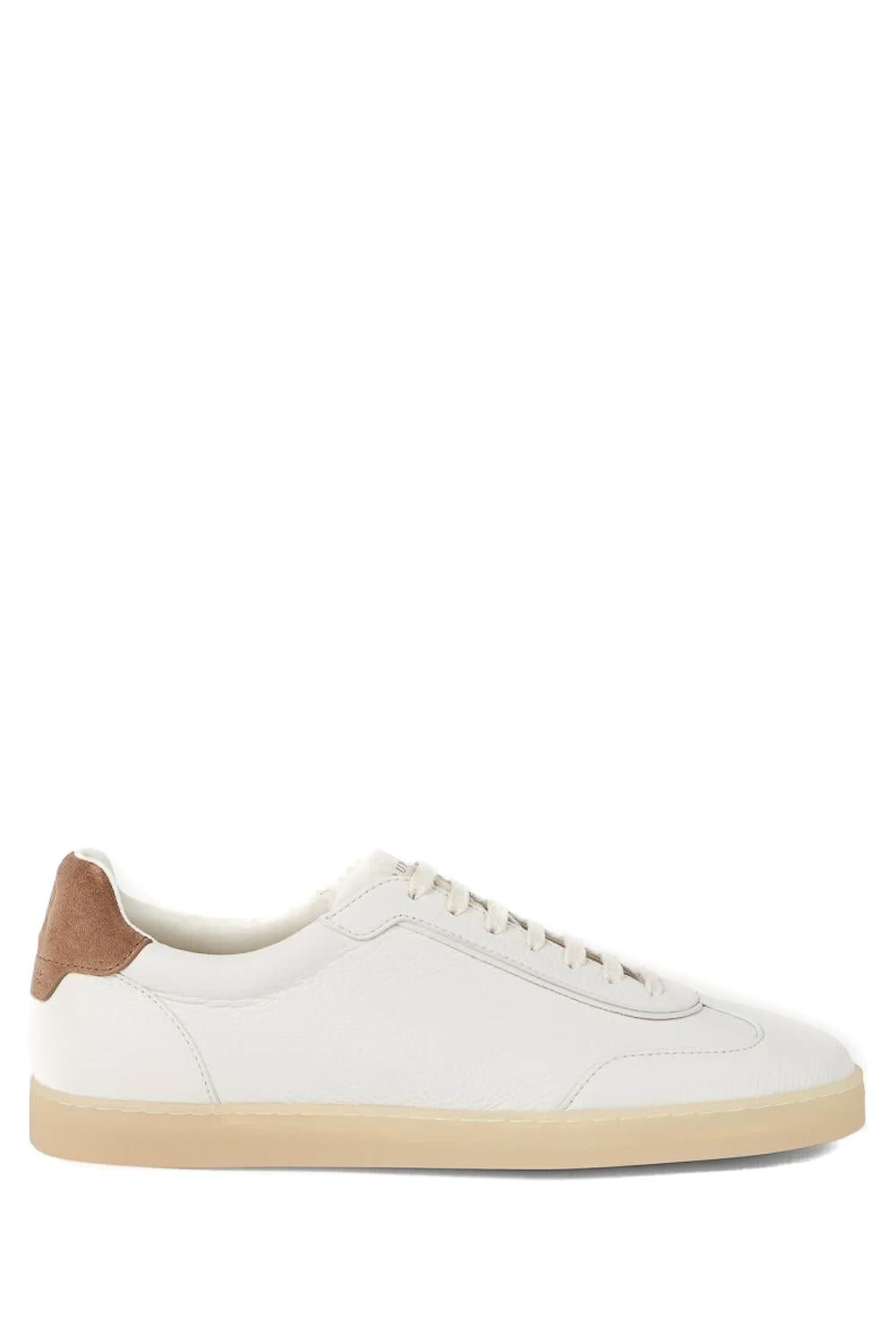 Brunello Cucinelli Sneaker in pelle con tag in camoscio 252MZUKSGJ336 CZX01 