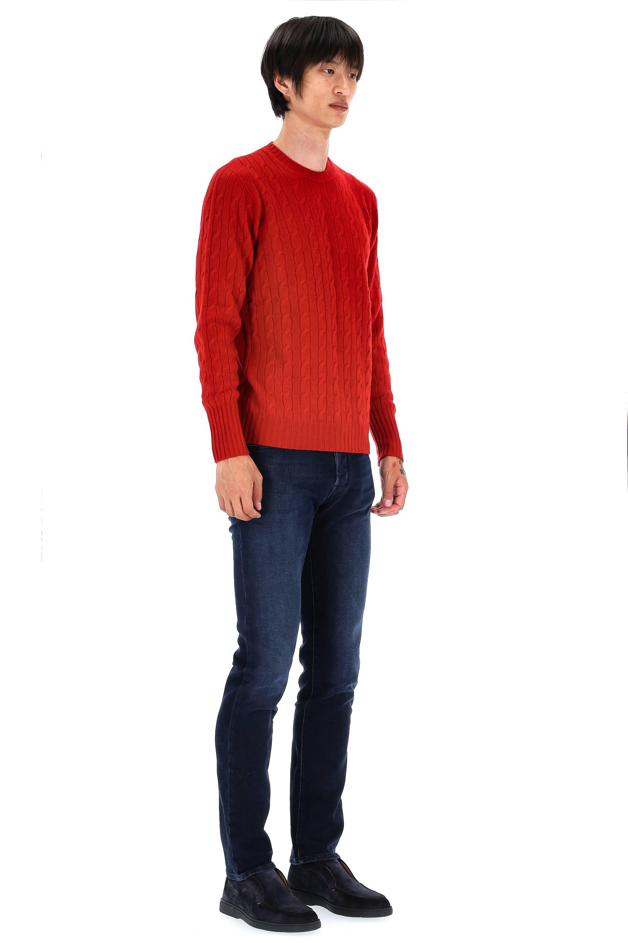 Maglia girocollo a trecce in puro cashmere D4K133N-2 363 Drumohr 