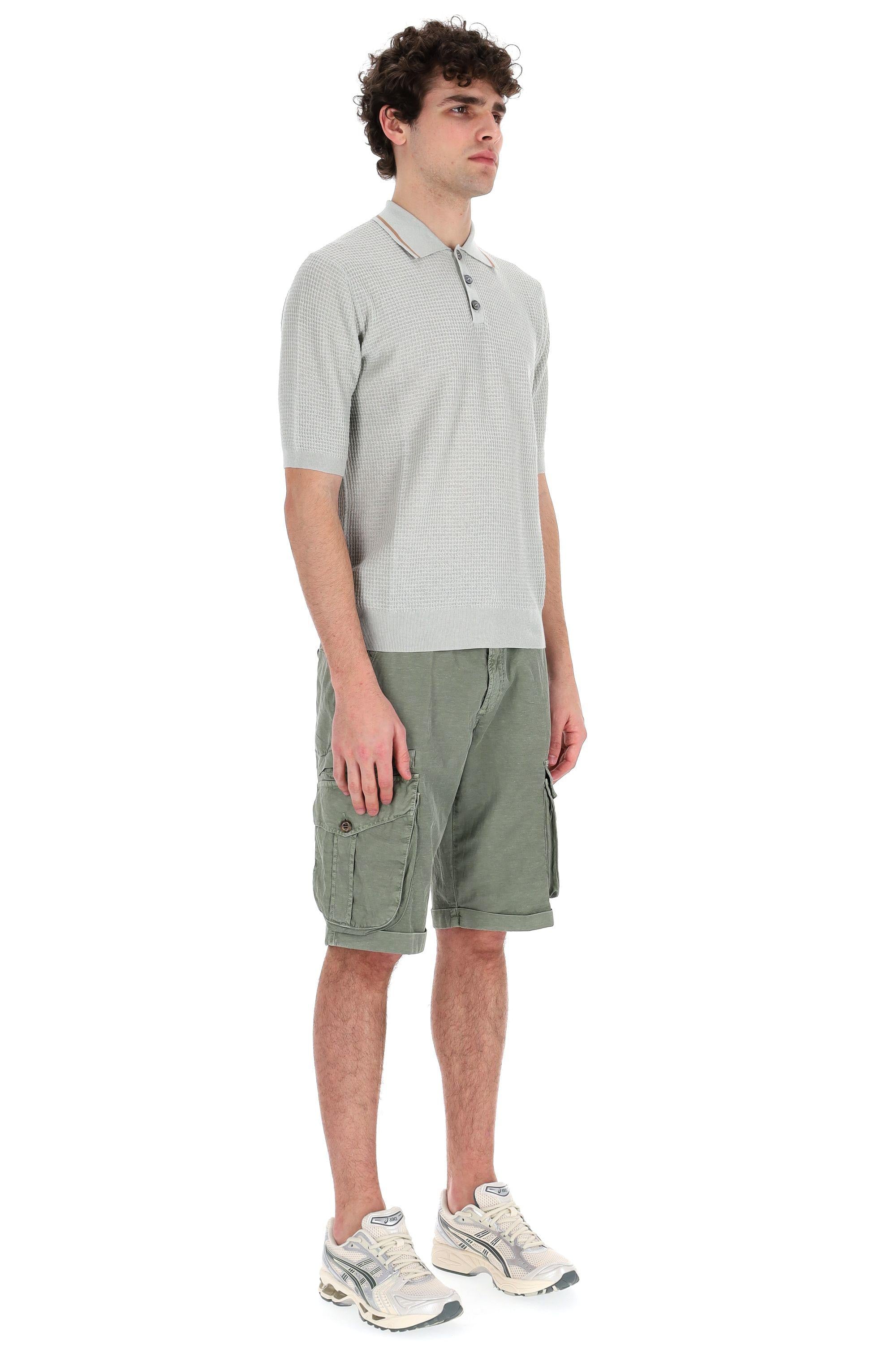 Polo tramata in cotone e lino B2W222 14C09 72500 Ballantyne 