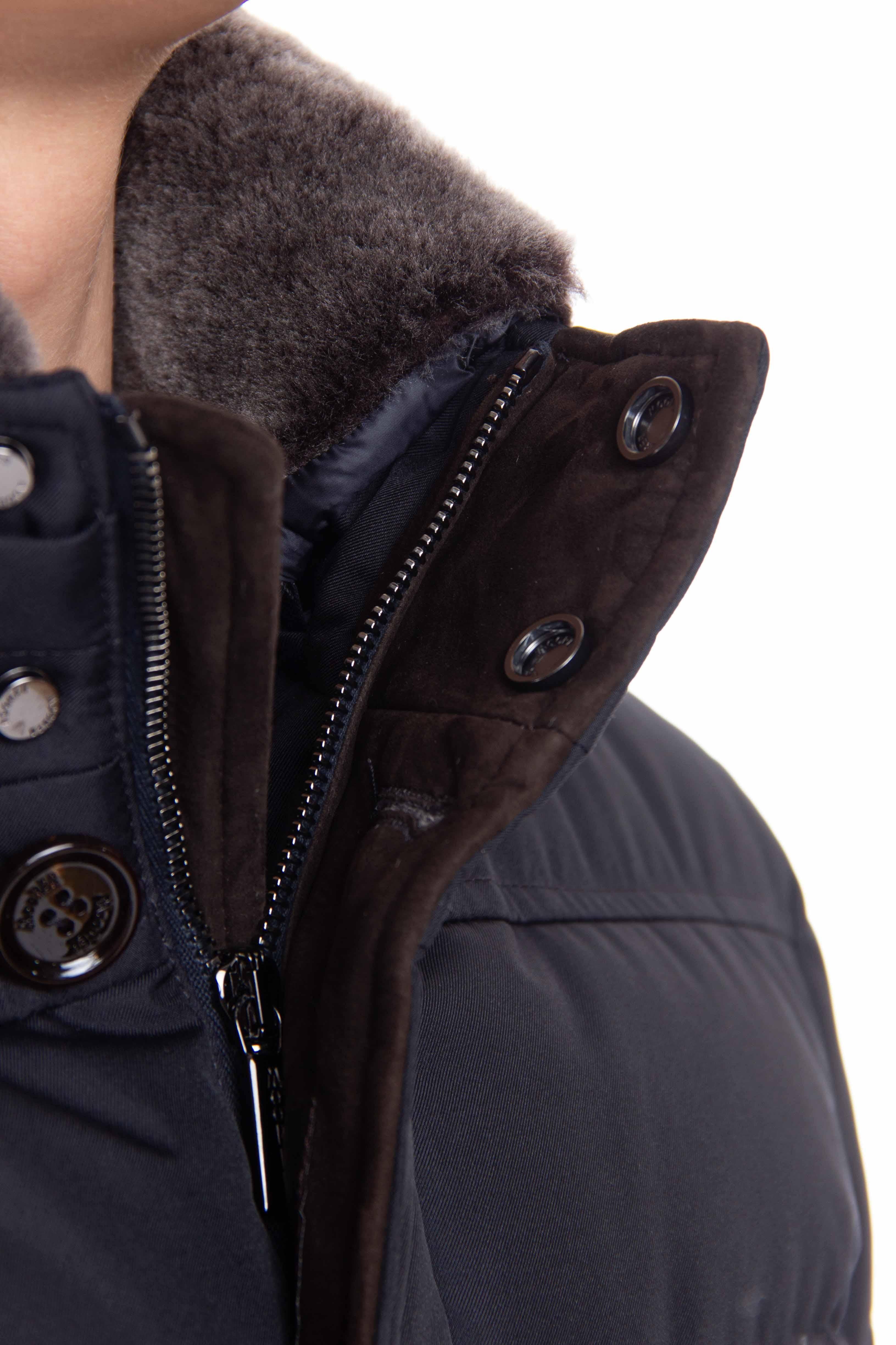 Moorer Piumino bomber con collo in castoro mod. Audenio-GF AUDENIO-GF/2 DARK BLU 