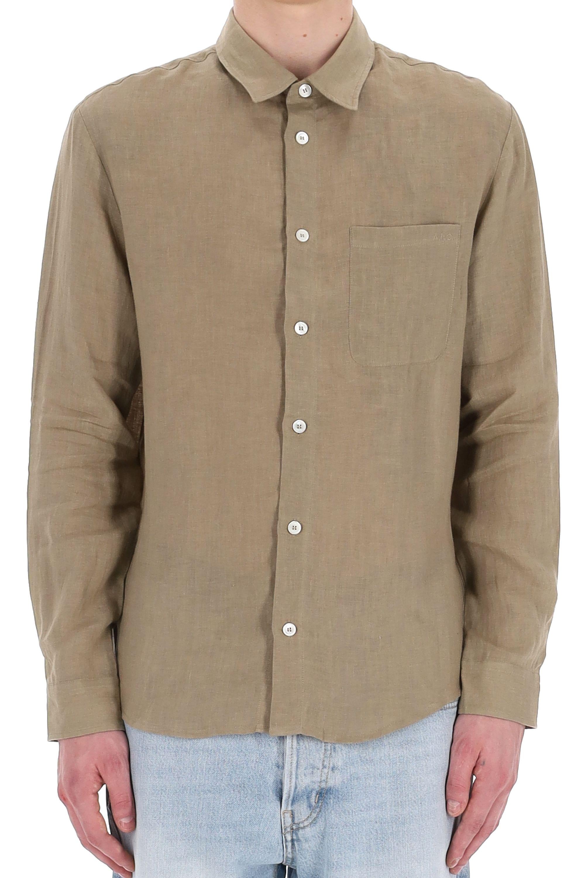 A.P.C. Camicia in lino modello Cassel LIAEK-H12545 BAC 