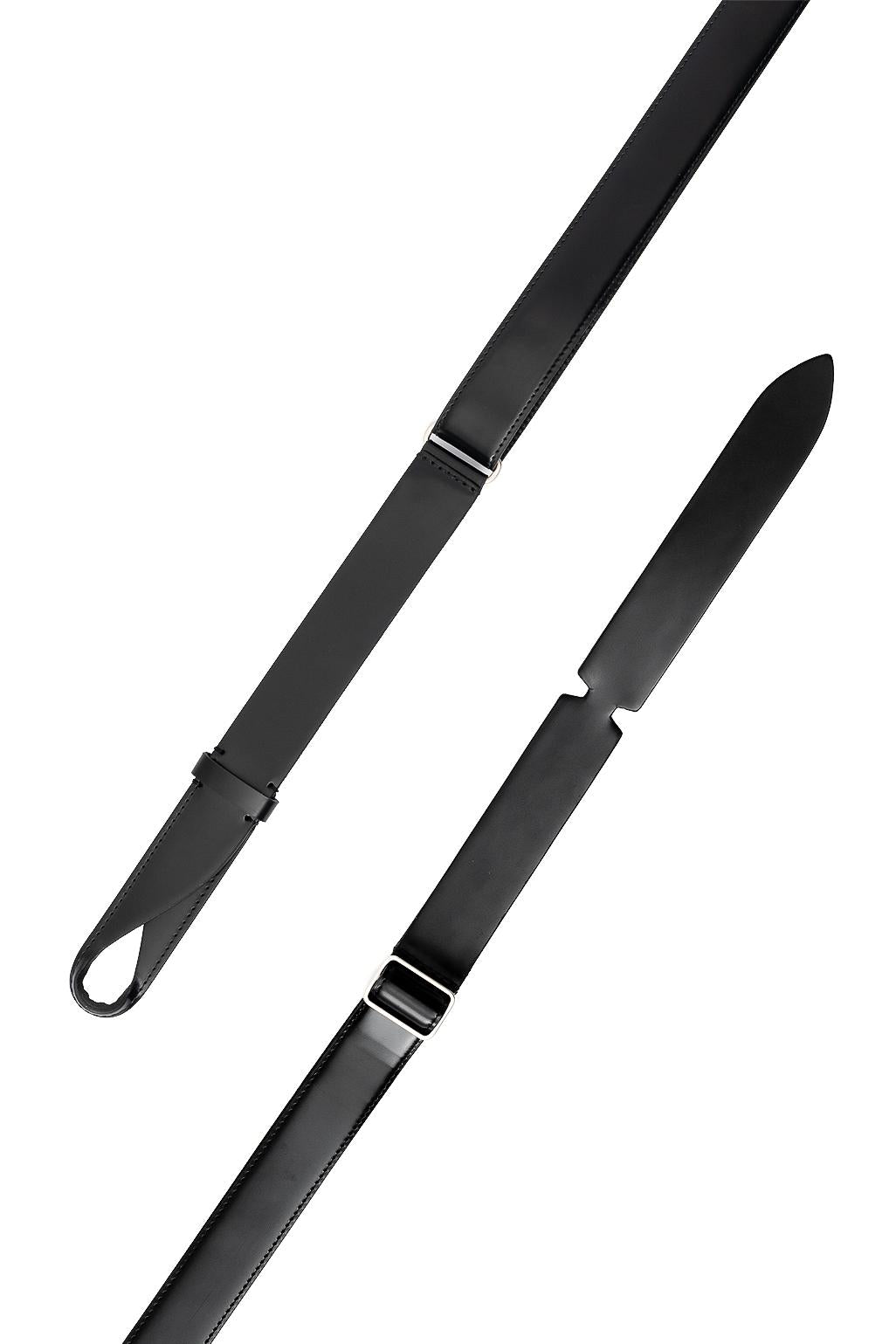 Orciani Cintura senza fibbia in vitello spazzolato con impunture NB0112_CAF NERO 