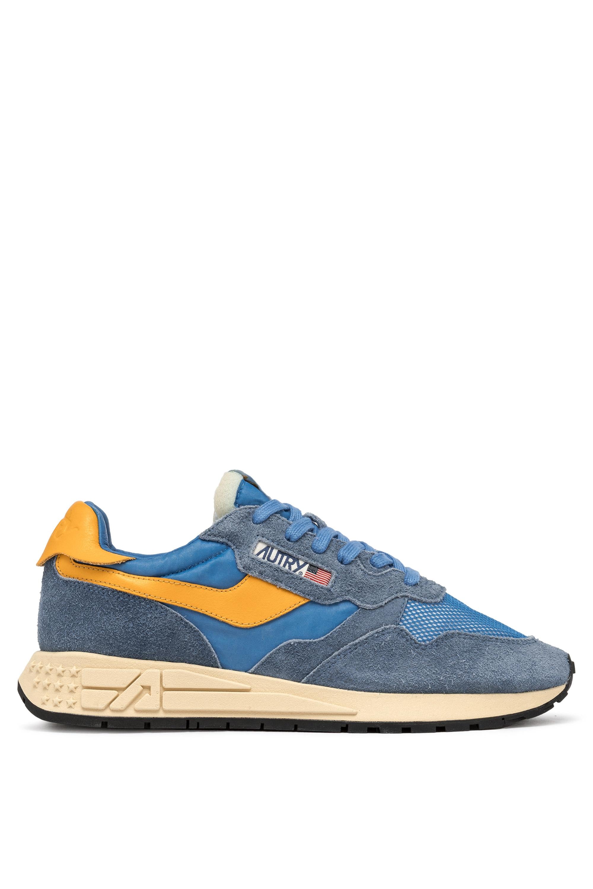 Running Reelwind in nylon e camoscio azzurro/giallo WWLM UT02 CENBLE/FUS Autry 