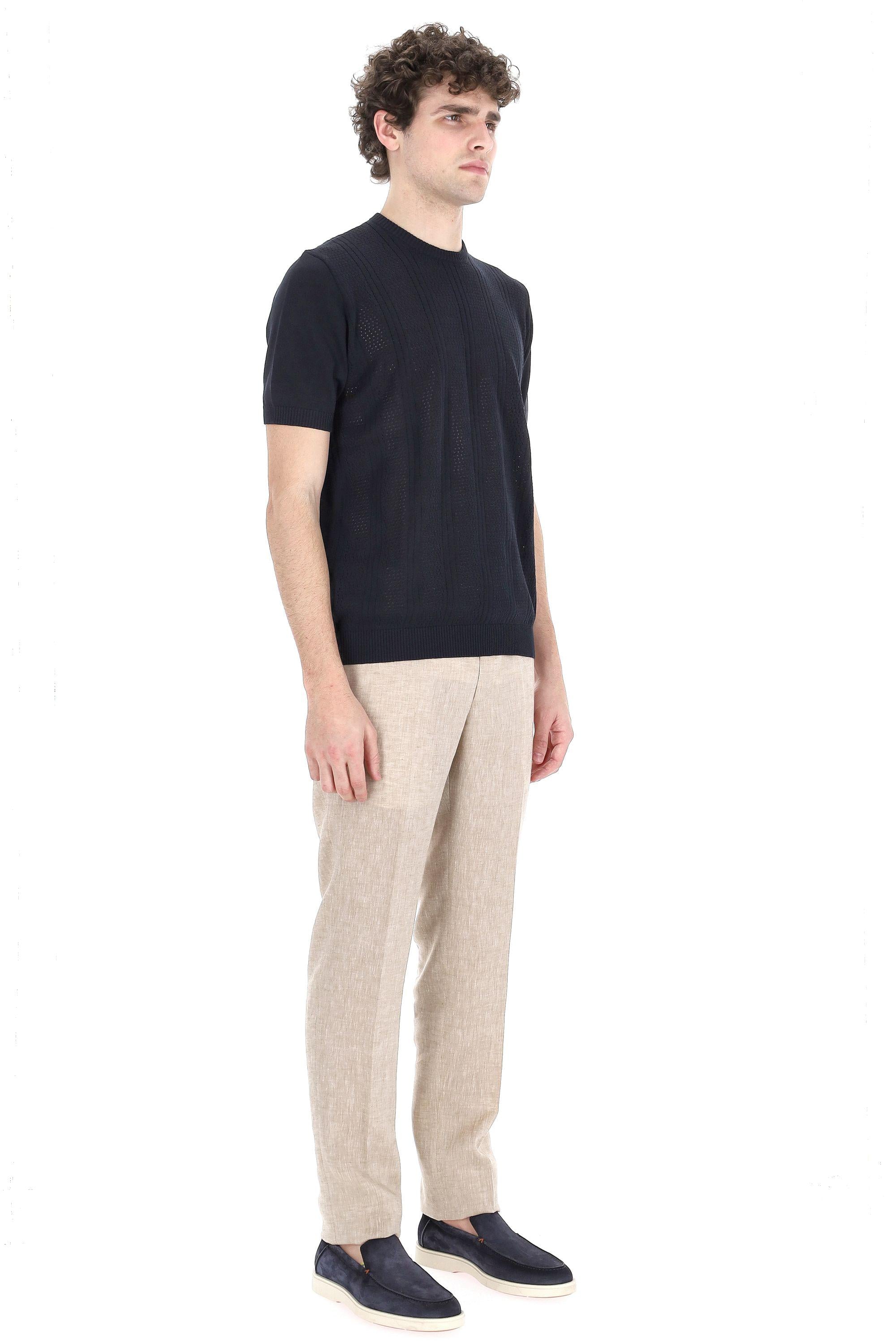 T-shirt a maglieria in cotone tramato D1Z300PT-3 795 Drumohr 