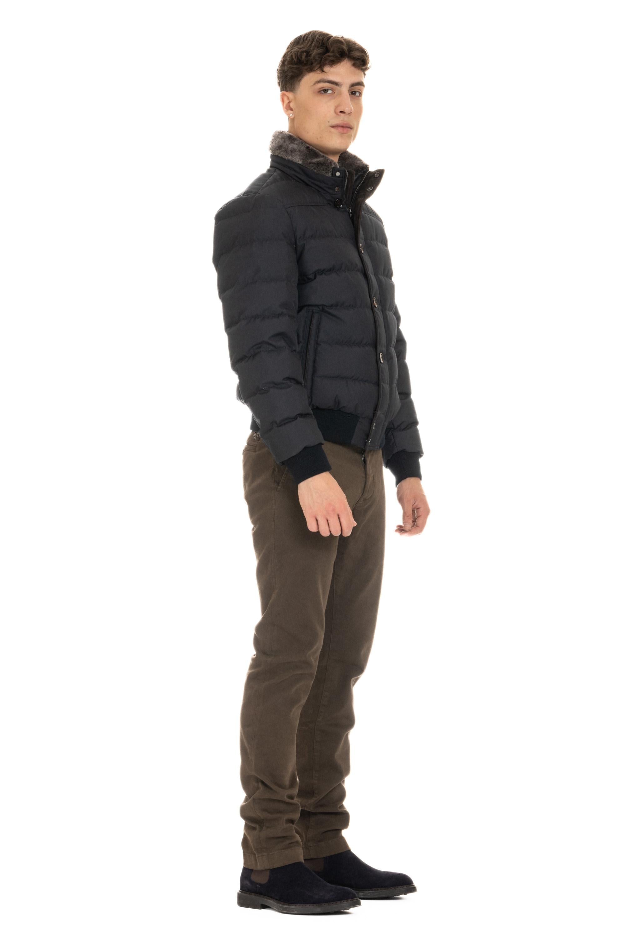 Moorer Piumino bomber con collo in castoro mod. Audenio-GF AUDENIO-GF/2 DARK BLU 
