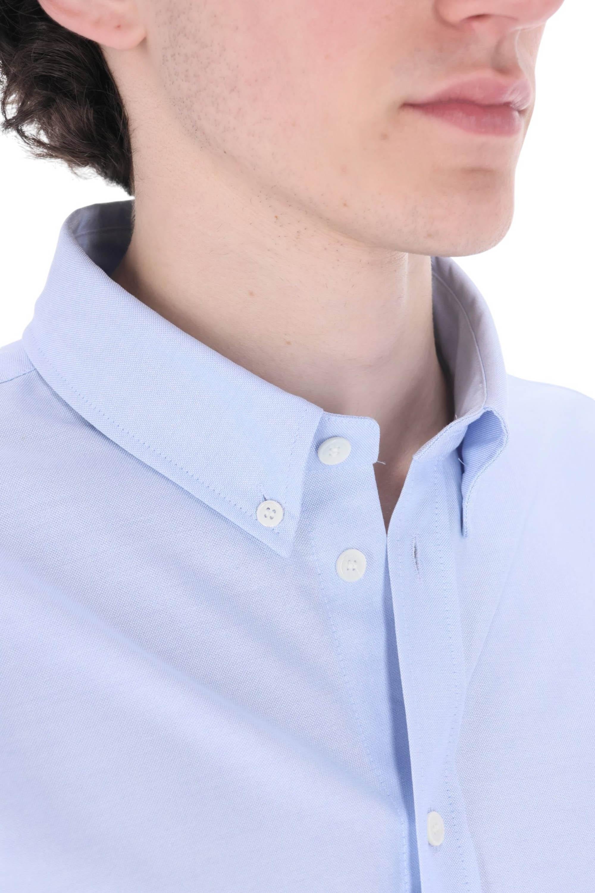Maison Kitsuné Camicia in oxford di cotone "red fox" QM00425WC5081 PURE BLUE 