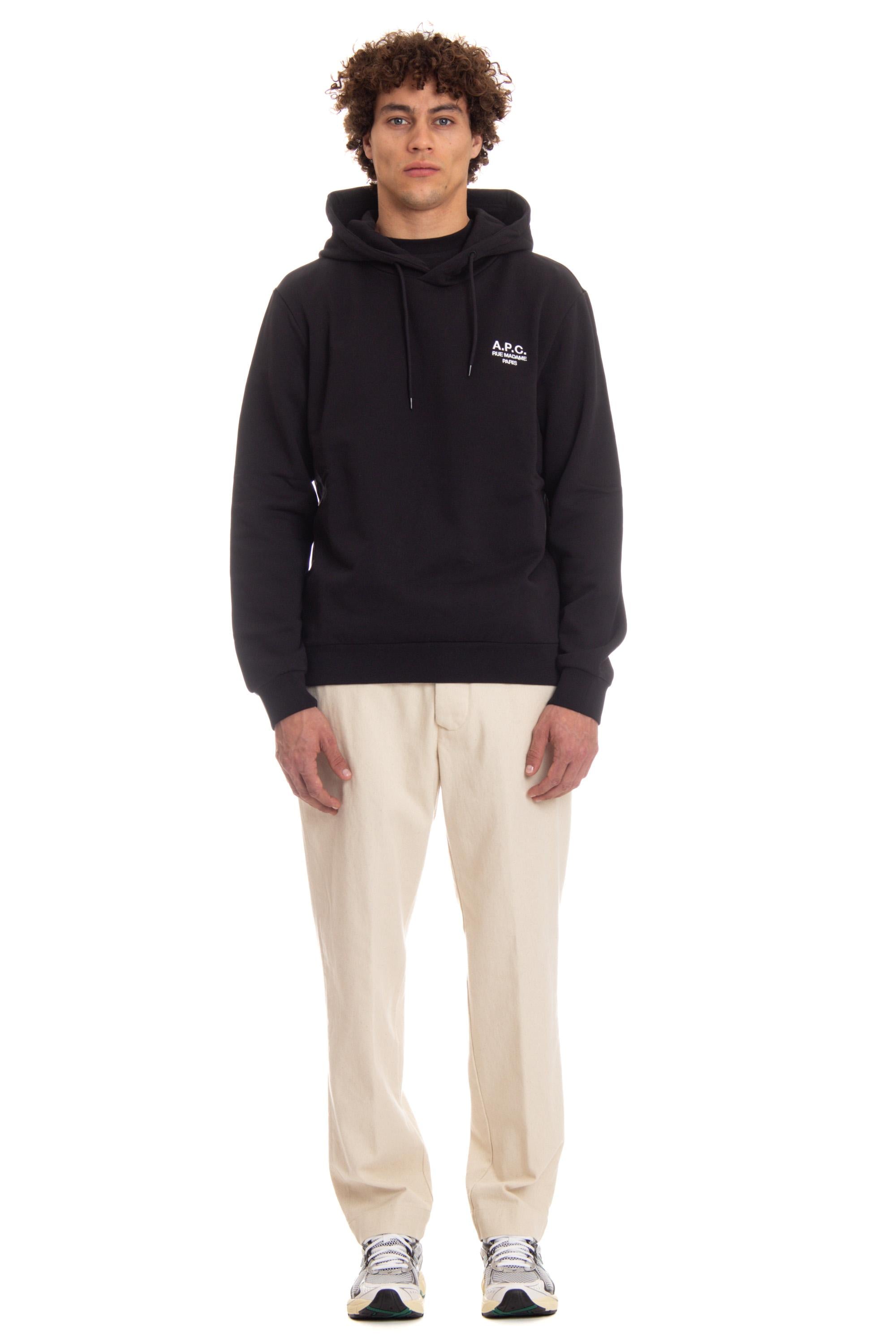 A.P.C. Felpa girocollo in cotone Rue Madame COHBV-M27913/2 TZC NOIR/BLANC 