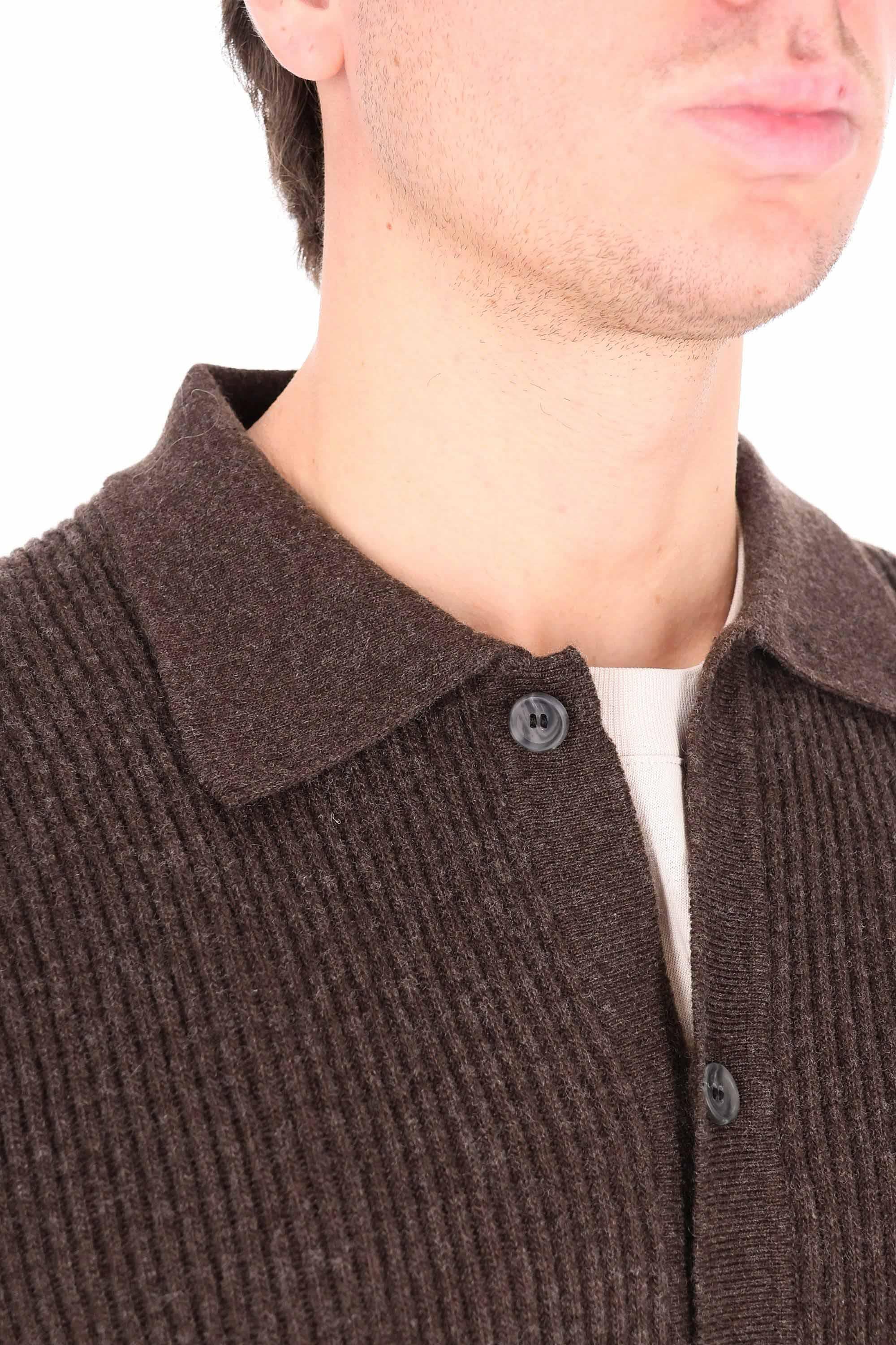 Barba Maglia abbottonata con colletto camicia in lana a costine BR06 2190 7008 7008 