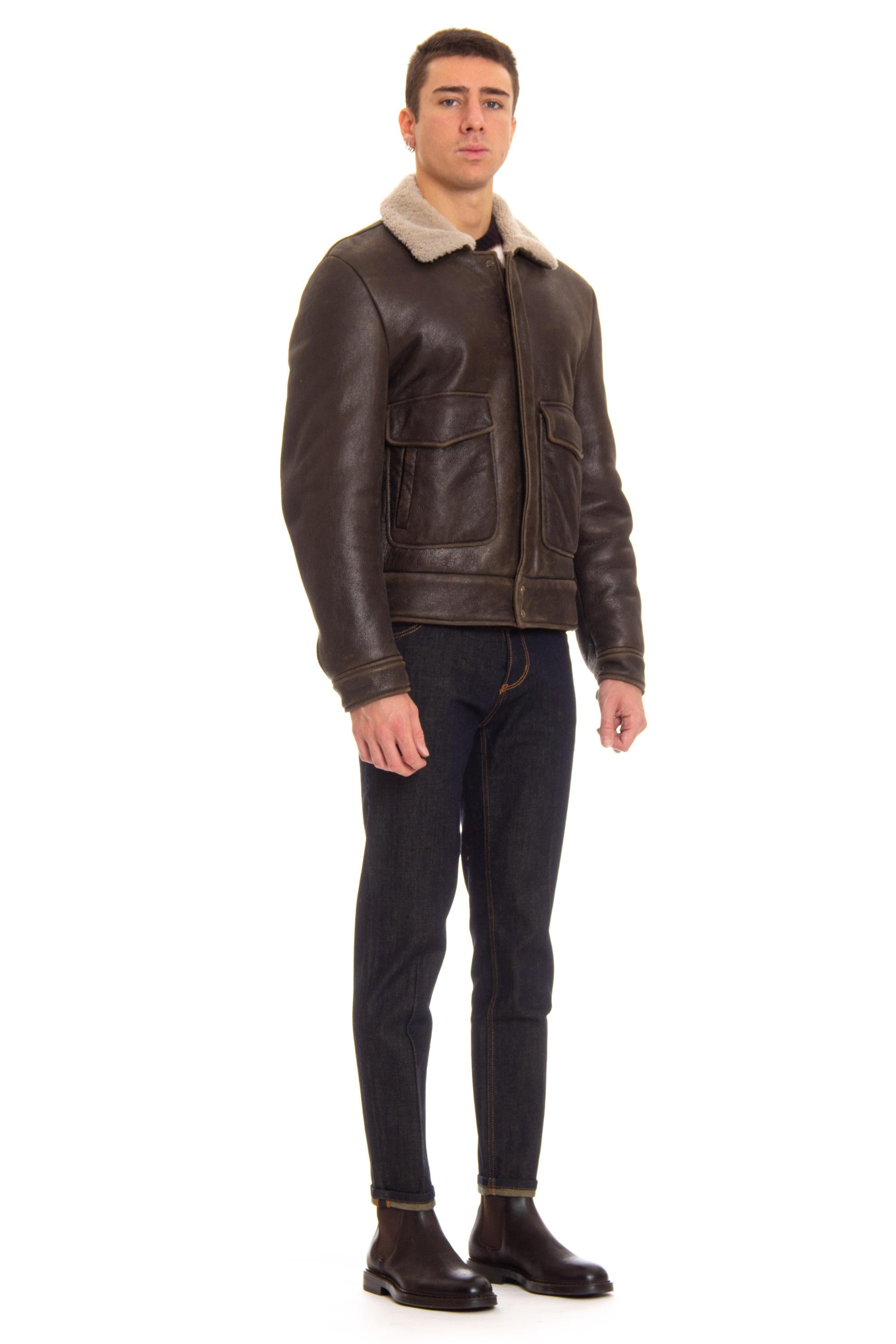 Salvatore Santoro Montone artigianale con zip e collo camicia 45523-U ASFALTO 