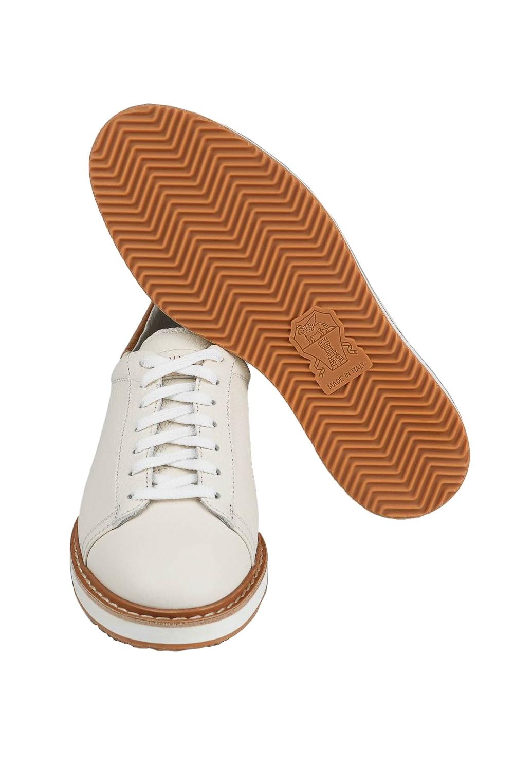Brunello Cucinelli Sneaker in pelle con tag in camoscio 252MZUALVL229 CLT57 
