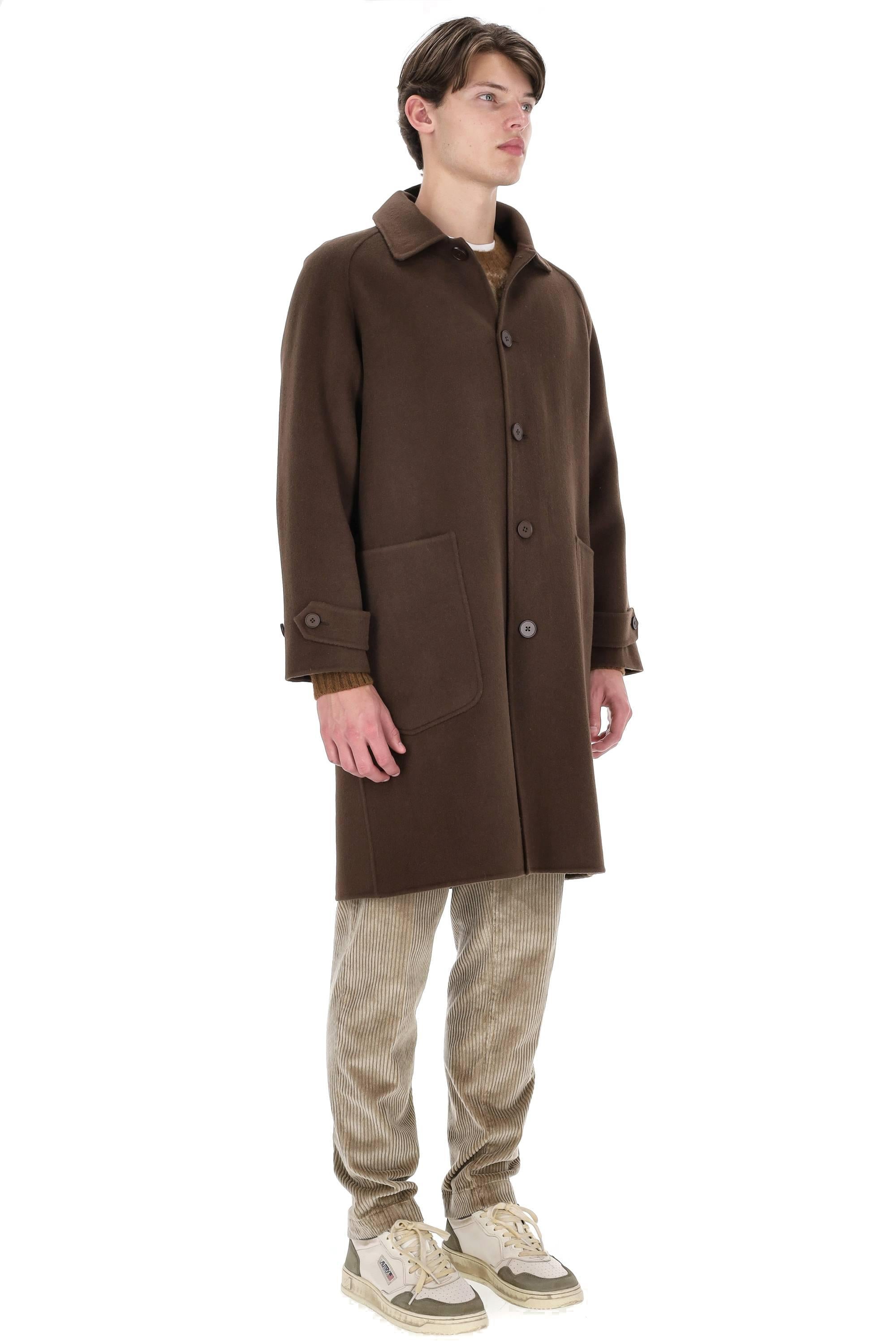 Officine Générale Cappotto sfoderato in double di lana mod. Bryce MCTS657 ICED COFFEE 