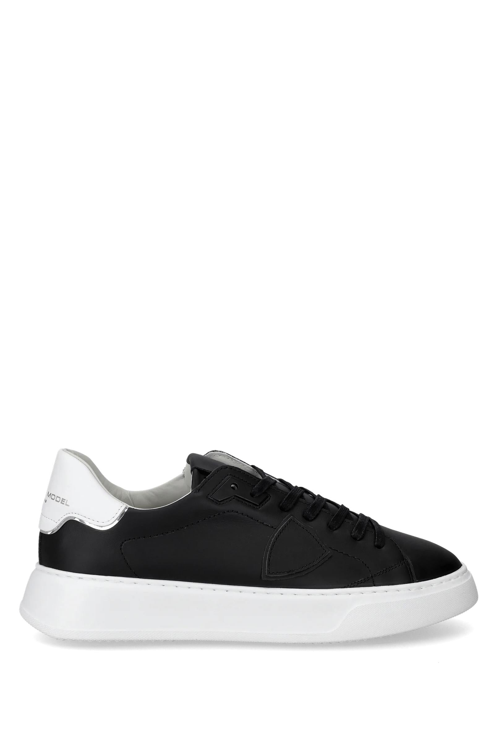 Philippe Model Sneaker low Temple in pelle black con talloncino bianco BTLU-V002 BLACK 