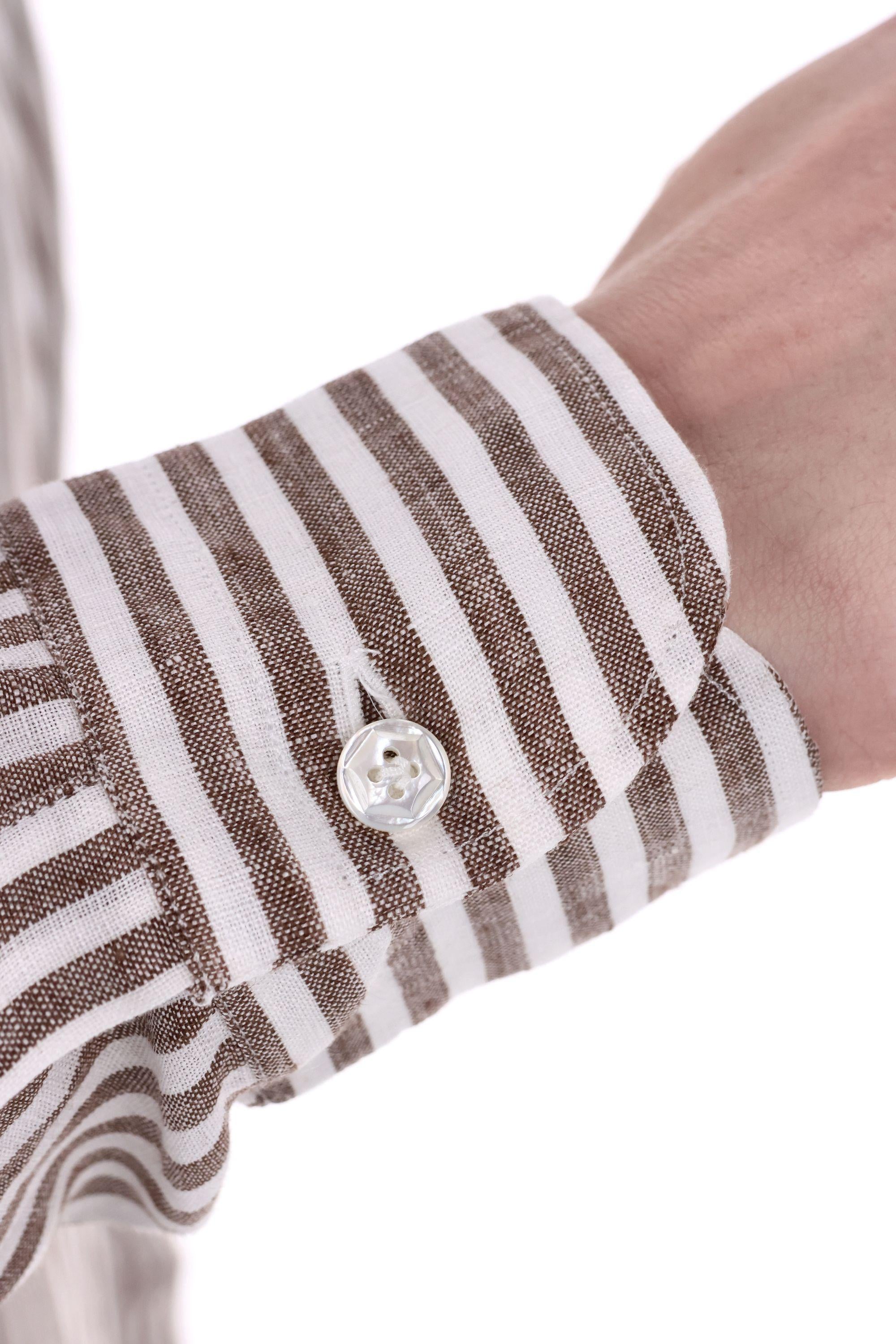 Camicia sartoriale bacchettata in lino linea Dandylife LIU13P0147066.U 0006 Barba 