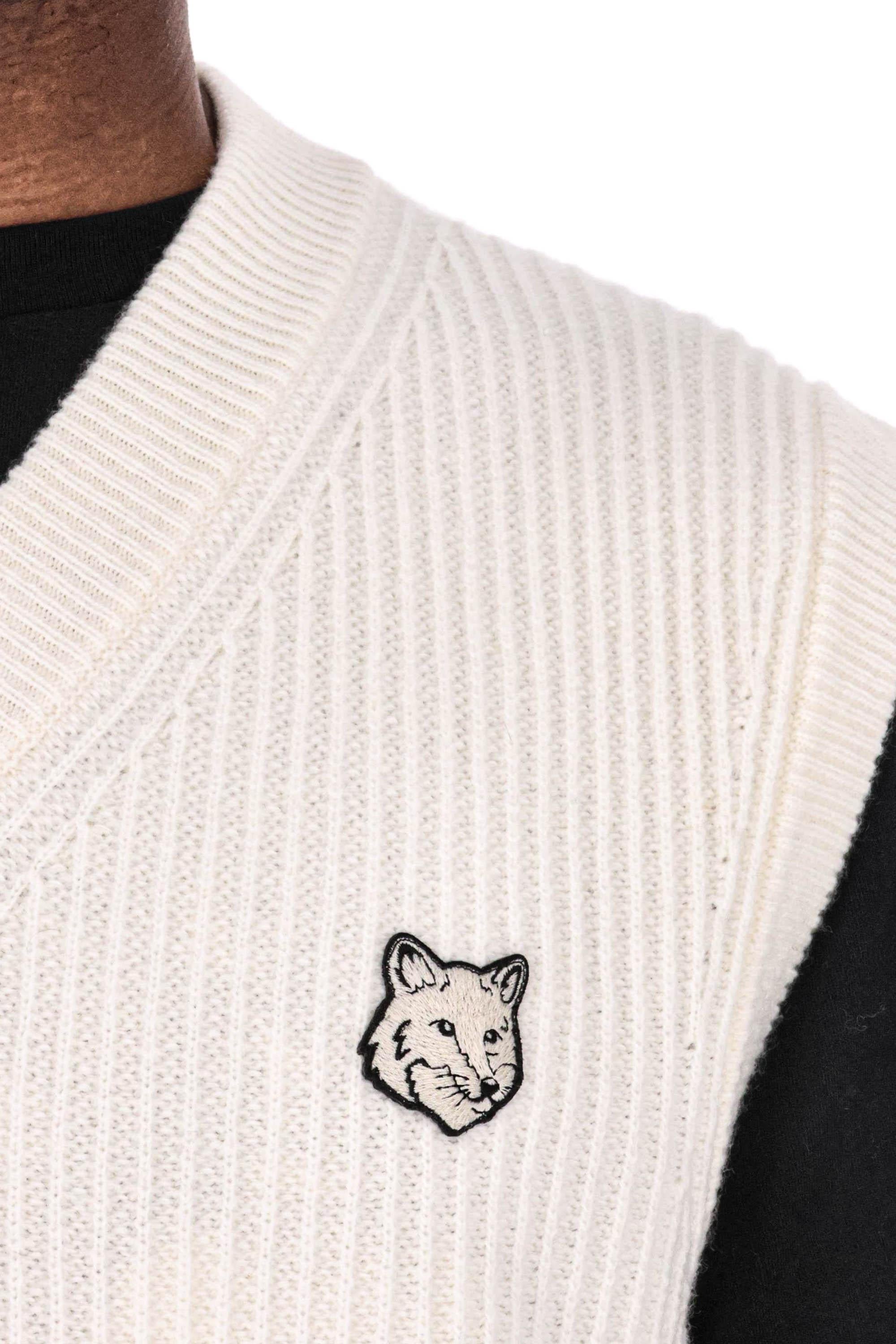 Maison Kitsuné Gilet in lana merino a coste oversize fit PM00810KT1149 P700 