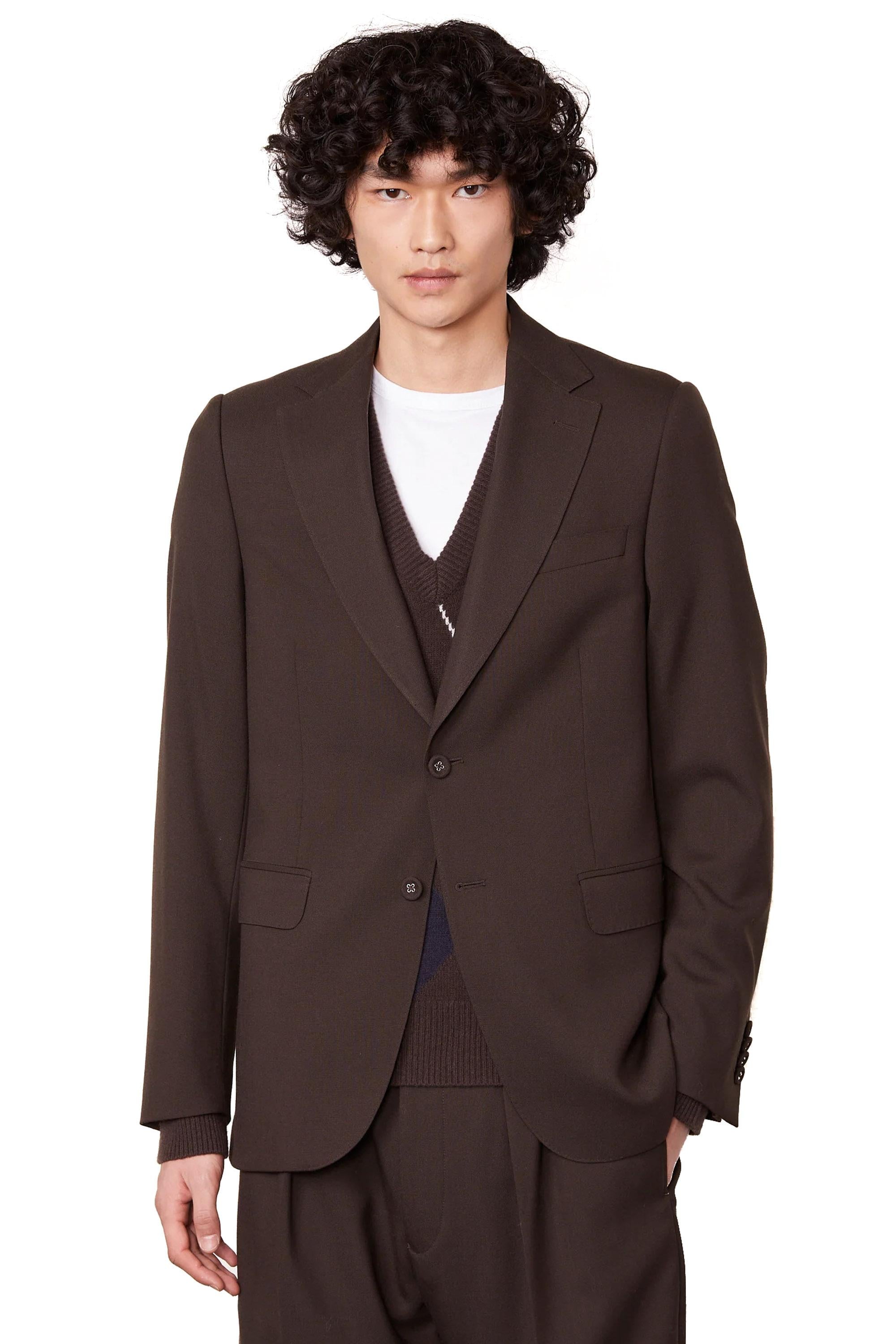Officine Générale Giacca in lana monopetto mod. Giovanni MTLG401 DARK COFFEE 