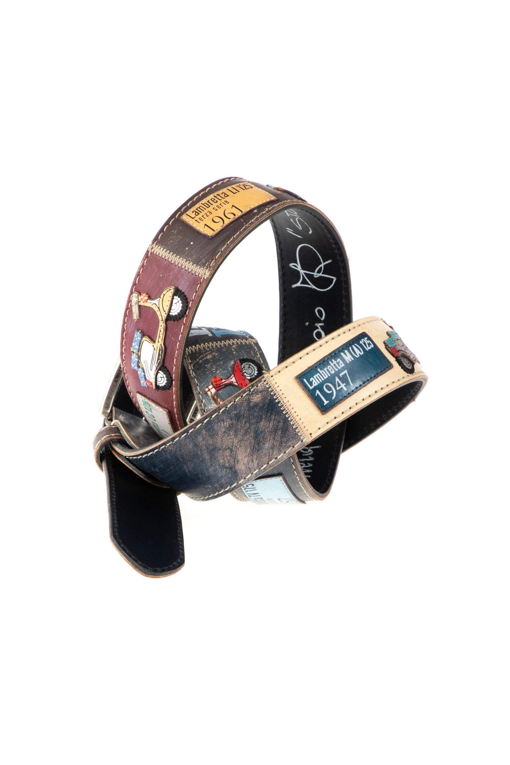 Artigianato Italiano Cintura artigianale in pelle "Storia della Lambretta" LAMBRETTA NN 