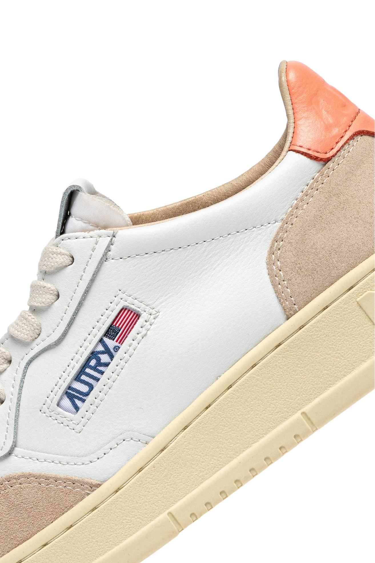 Autry Sneaker donna Medalist in pelle e camoscio talloncino pesca AULW LS13 WHT/PEACHP 