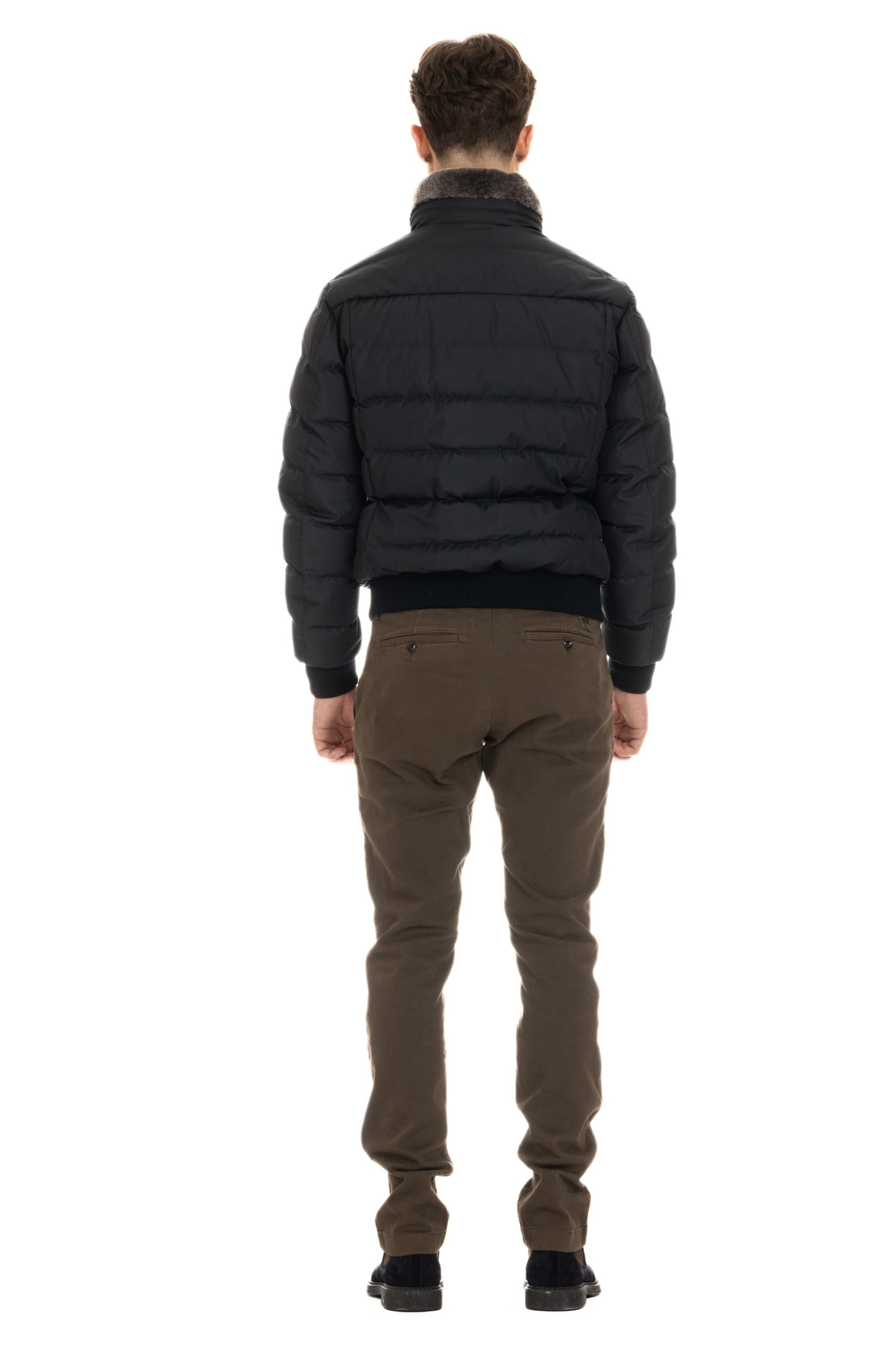 Piumino bomber con collo in castoro mod. Audenio-GF AUDENIO-GF/2 DARK BLU Moorer 