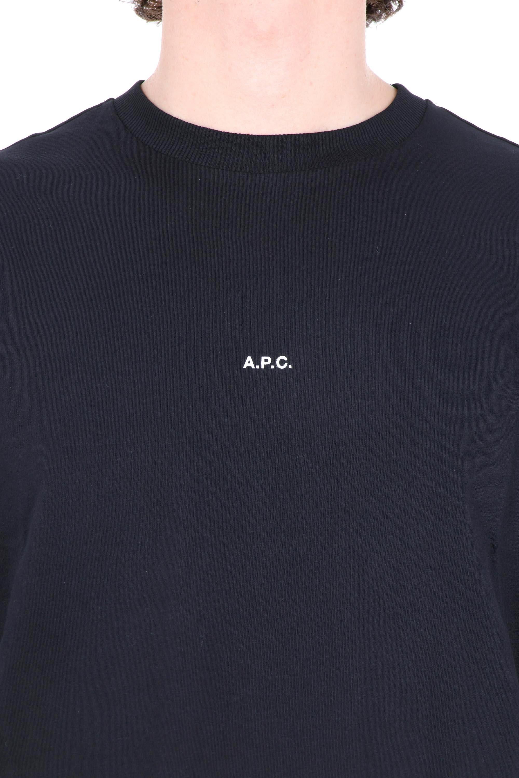 A.P.C. T-shirt in cotone con logo centrale COHBW-H26386 TZC-NOIR/BLANC 