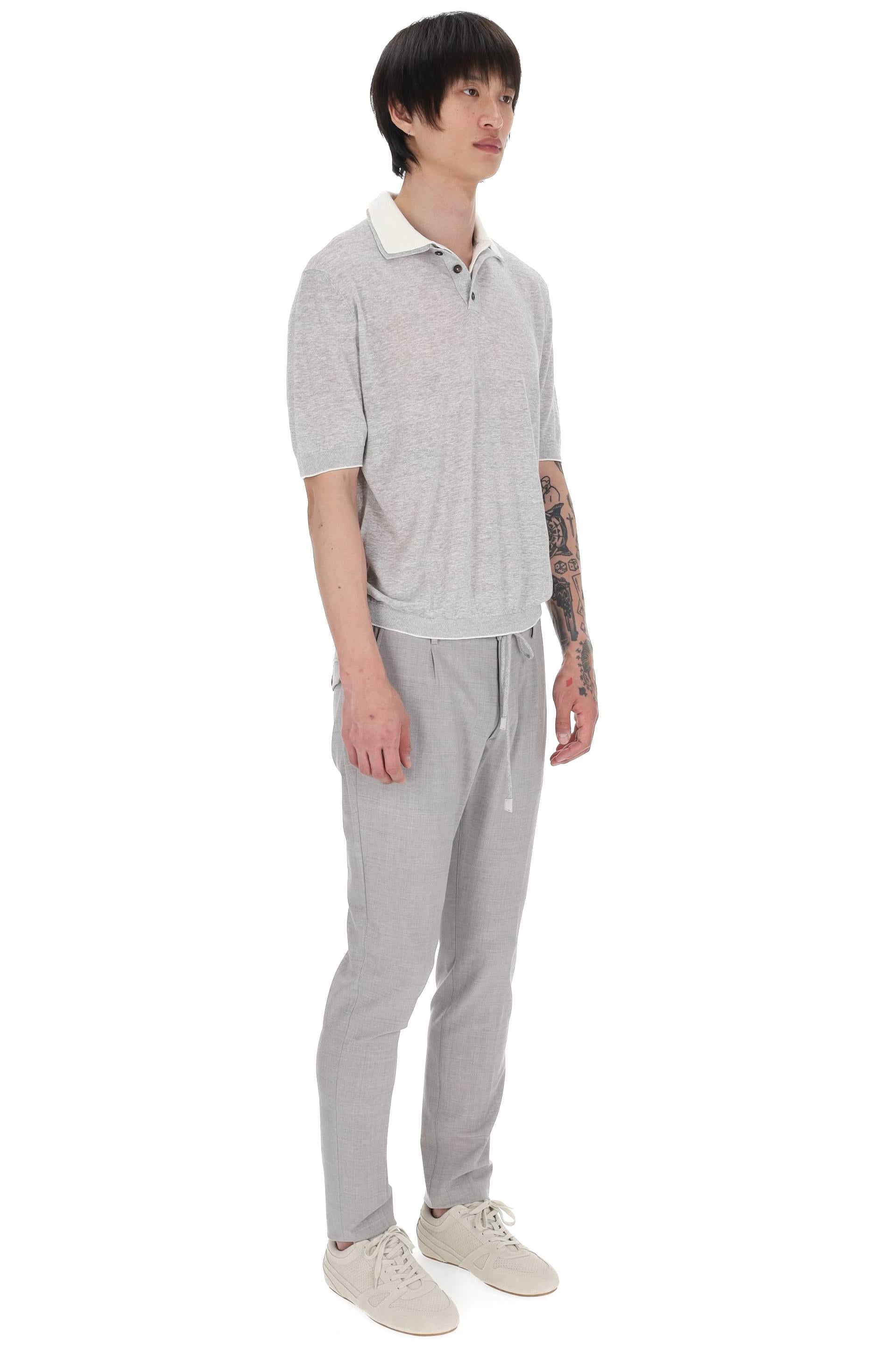 Eleventy Polo con doppio colletto in lino-cotone-cashmere M76POLM01 MAG0M059/2 13-01 