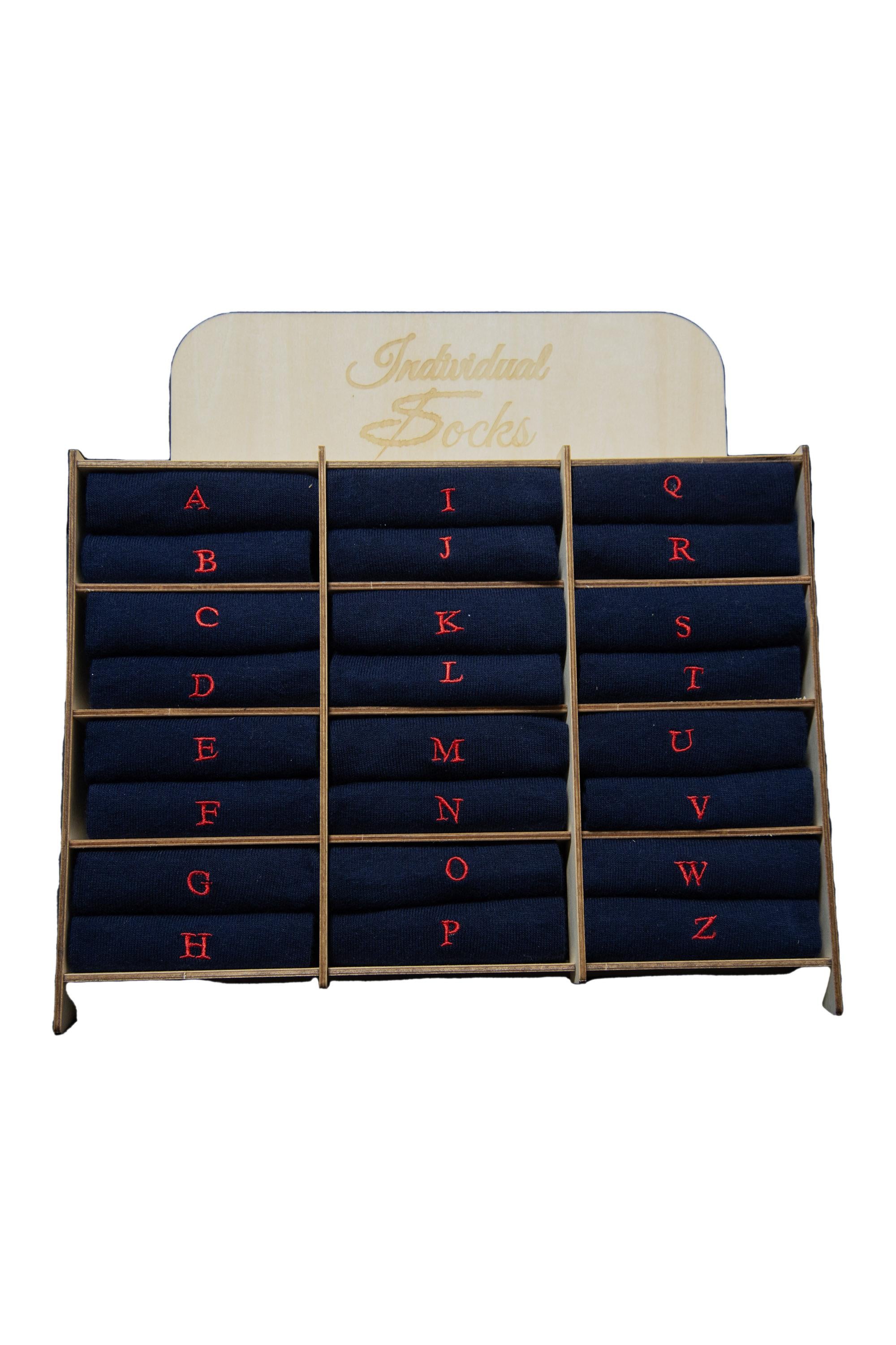 Individual Socks Calze in caldo cotone con iniziali rosse ricamate 101 NAVY 