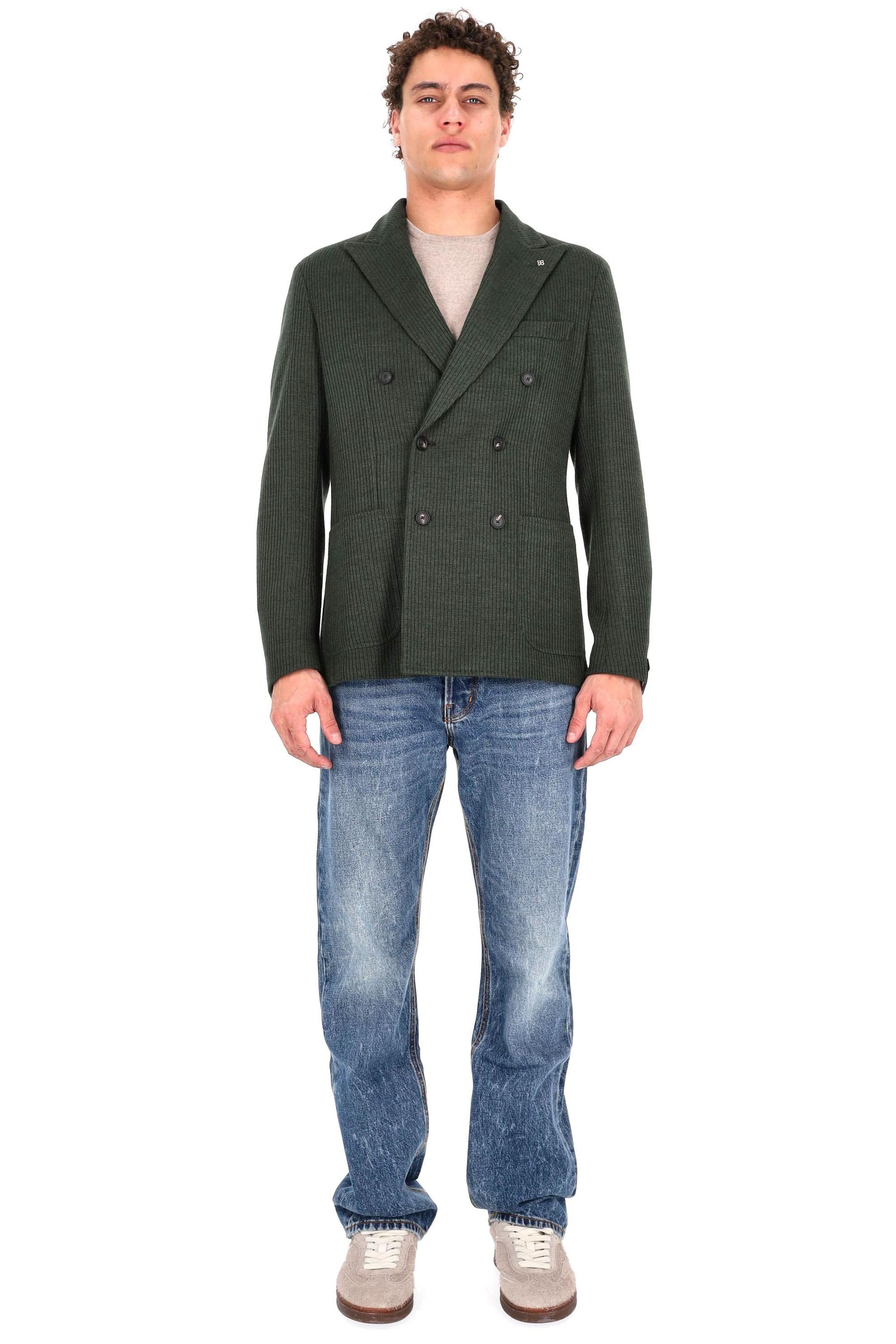 Tagliatore Giacca doppiopetto in jersey di lana a coste 1SMJ20K-340260 V3457 