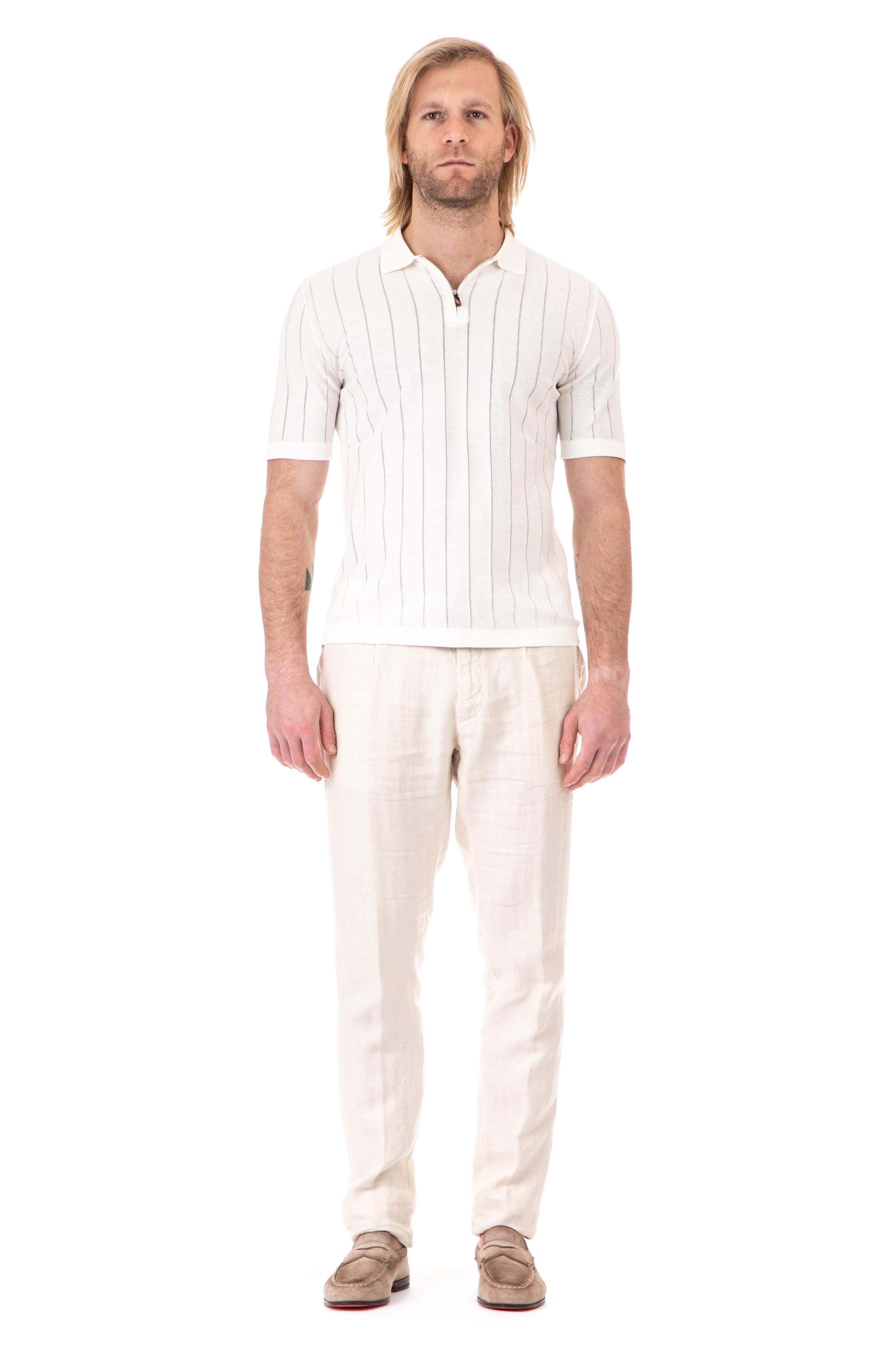 Eleventy Polo mezza zip in cotone extrafine G76MAGG39 MAG0G021 01 