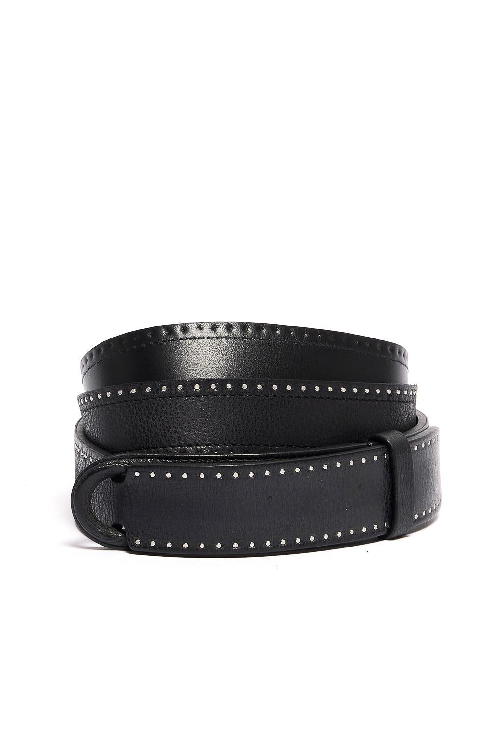 Orciani Cintura senza fibbia in pelle chevrette con borchie NB0125_CHE NERO 