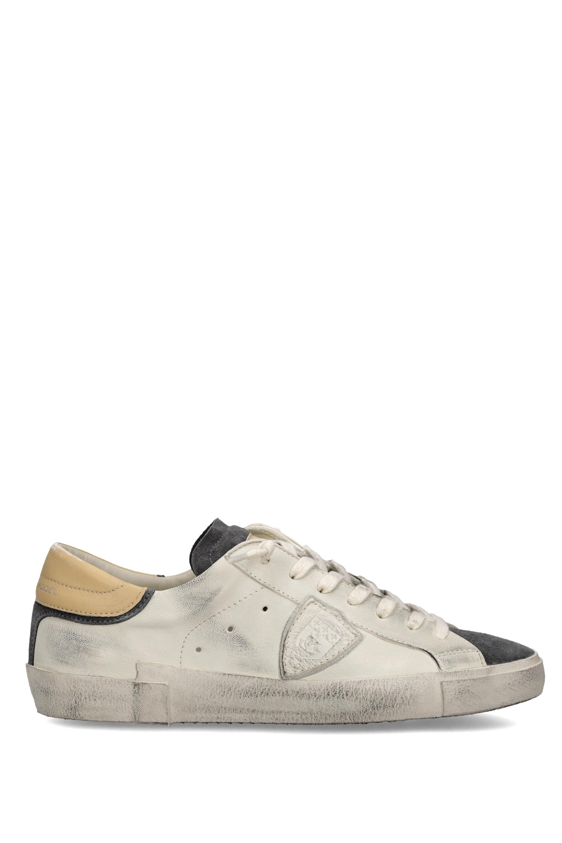 Sneaker in pelle e camoscio talloncino beige mod. Paris PRLU PRSX_8 WX47 Philippe Model 