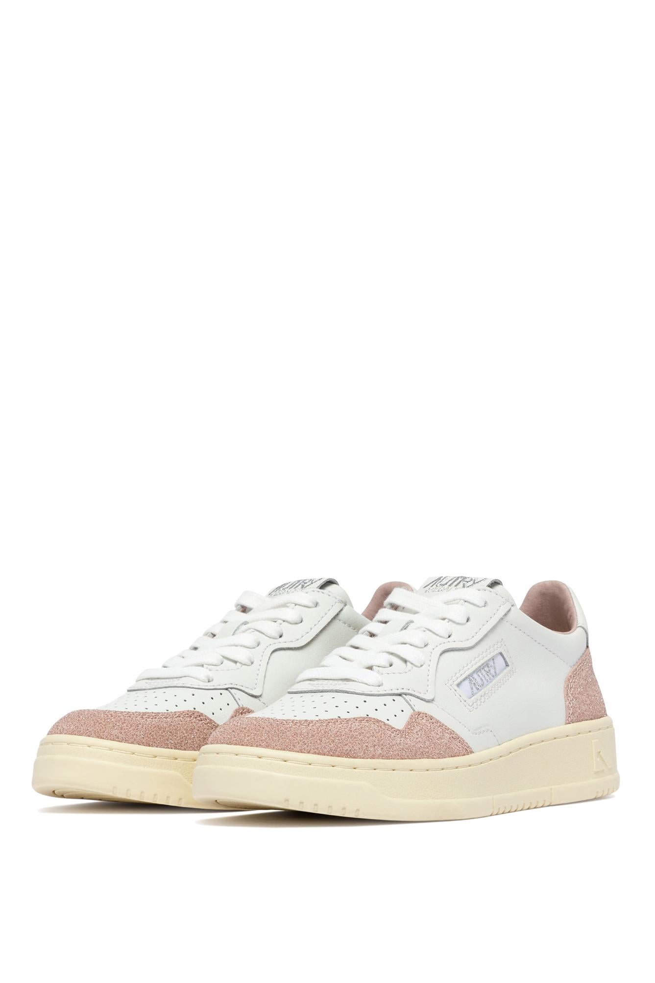 Autry Sneaker donna Medalist in pelle e camoscio glitter AULW PK06 WHT/MEMORY 