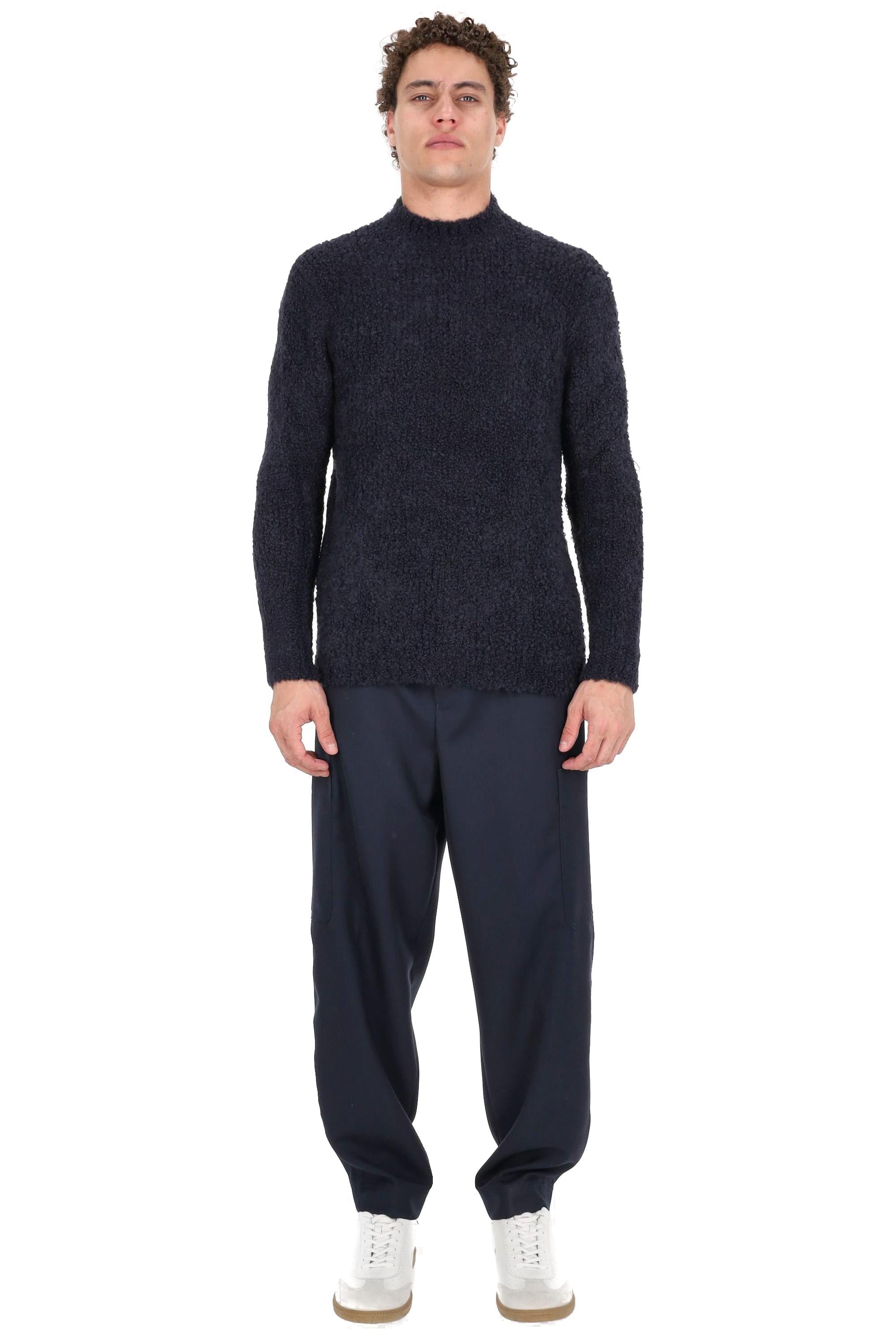 Tagliatore Maglia girocollo in lana-viscosa effetto bouclè BRAYS-25I397 BLU 