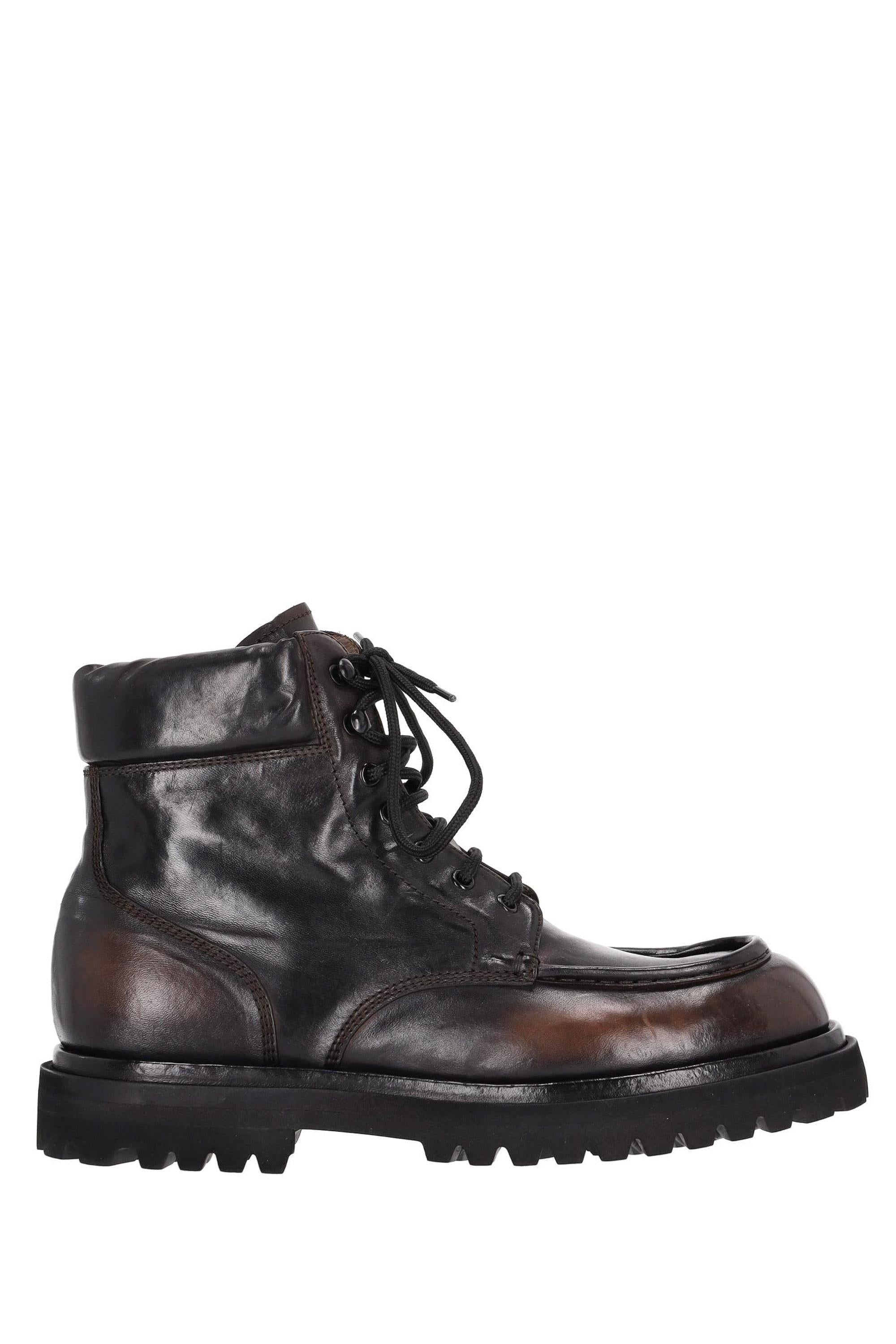 Officine Creative Stivaletto in pelle fondo St Moritz OCUEVED110NOVA9G569 CIGAR/SUPERNERO 