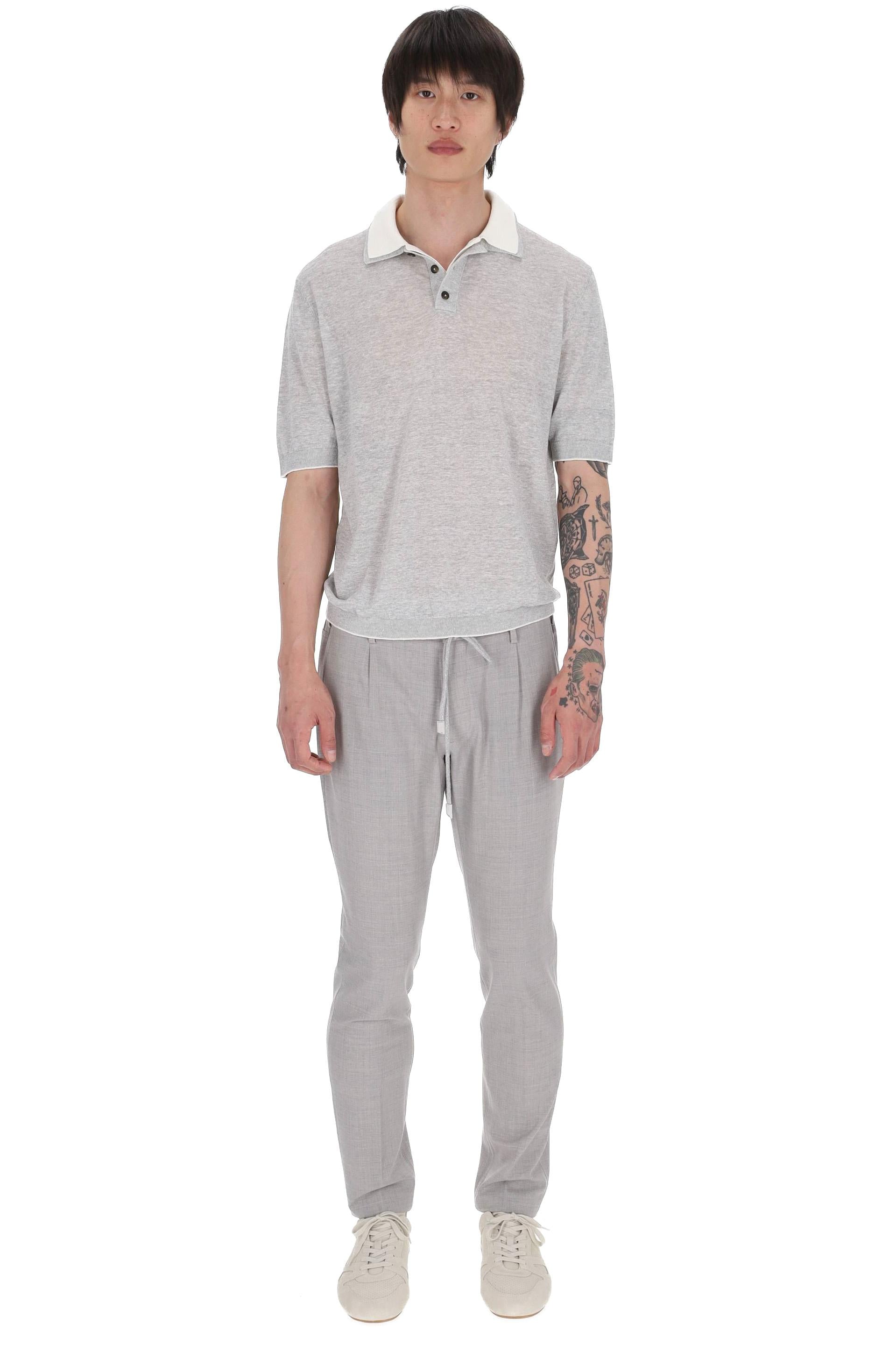 Eleventy Polo con doppio colletto in lino-cotone-cashmere M76POLM01 MAG0M059/2 13-01 