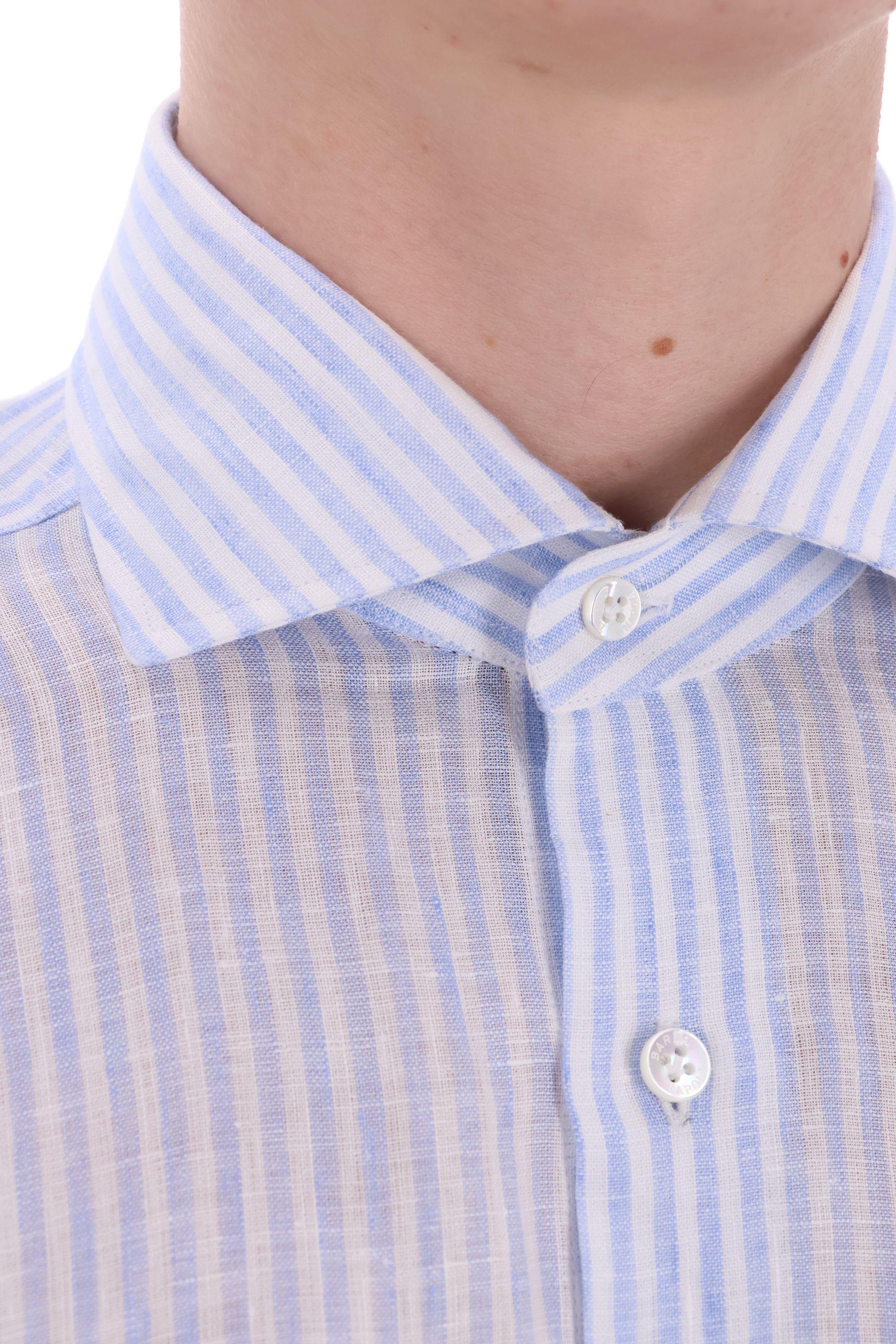 Camicia sartoriale bacchettata in lino linea Culto K1U13P0147005.U 0001 Barba 