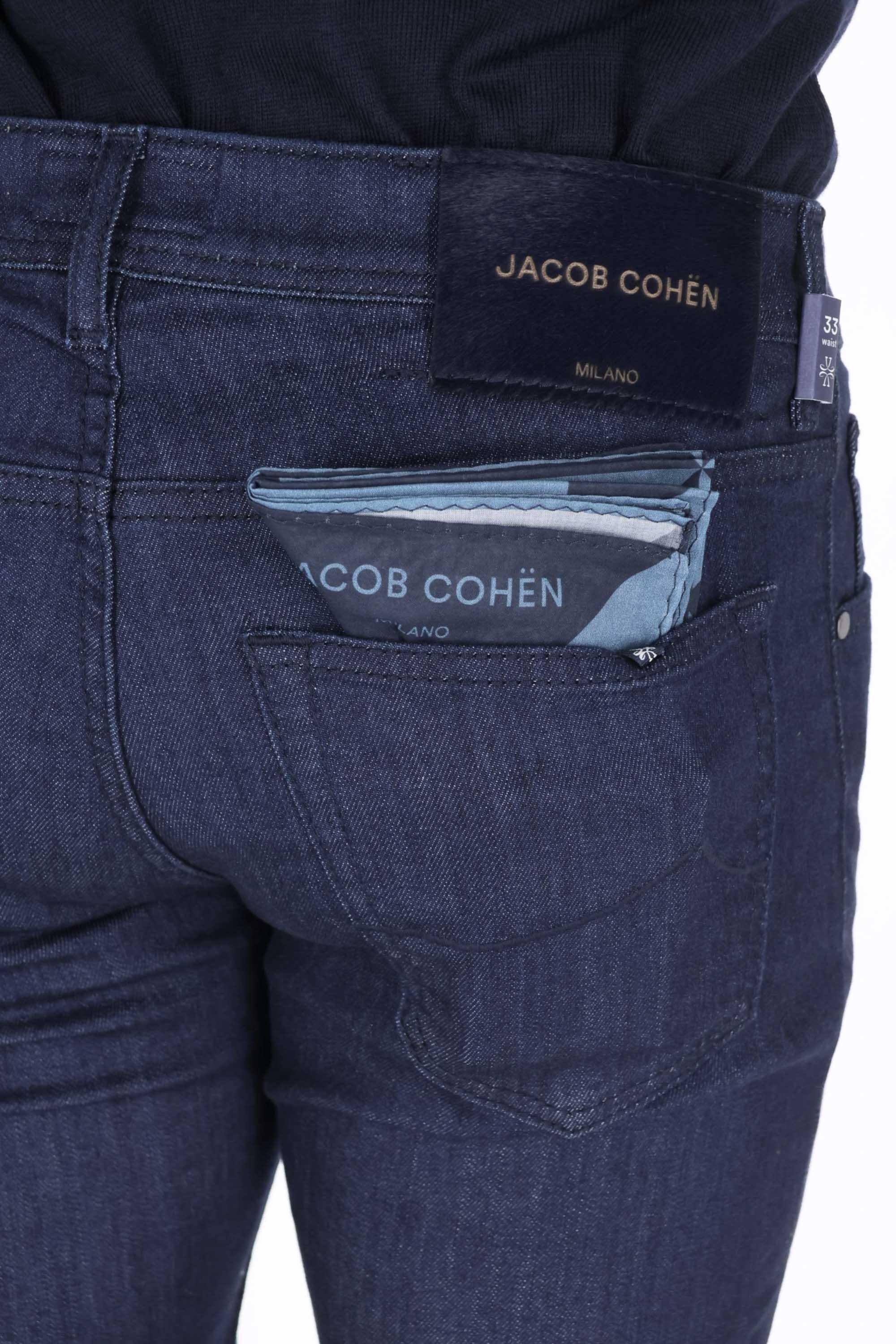 Jacob Cohen Jeans scuro in cotone comfort etichetta cavallino blu Nick fit JUX_QX006 N34 S3623/2 NICK 100D 
