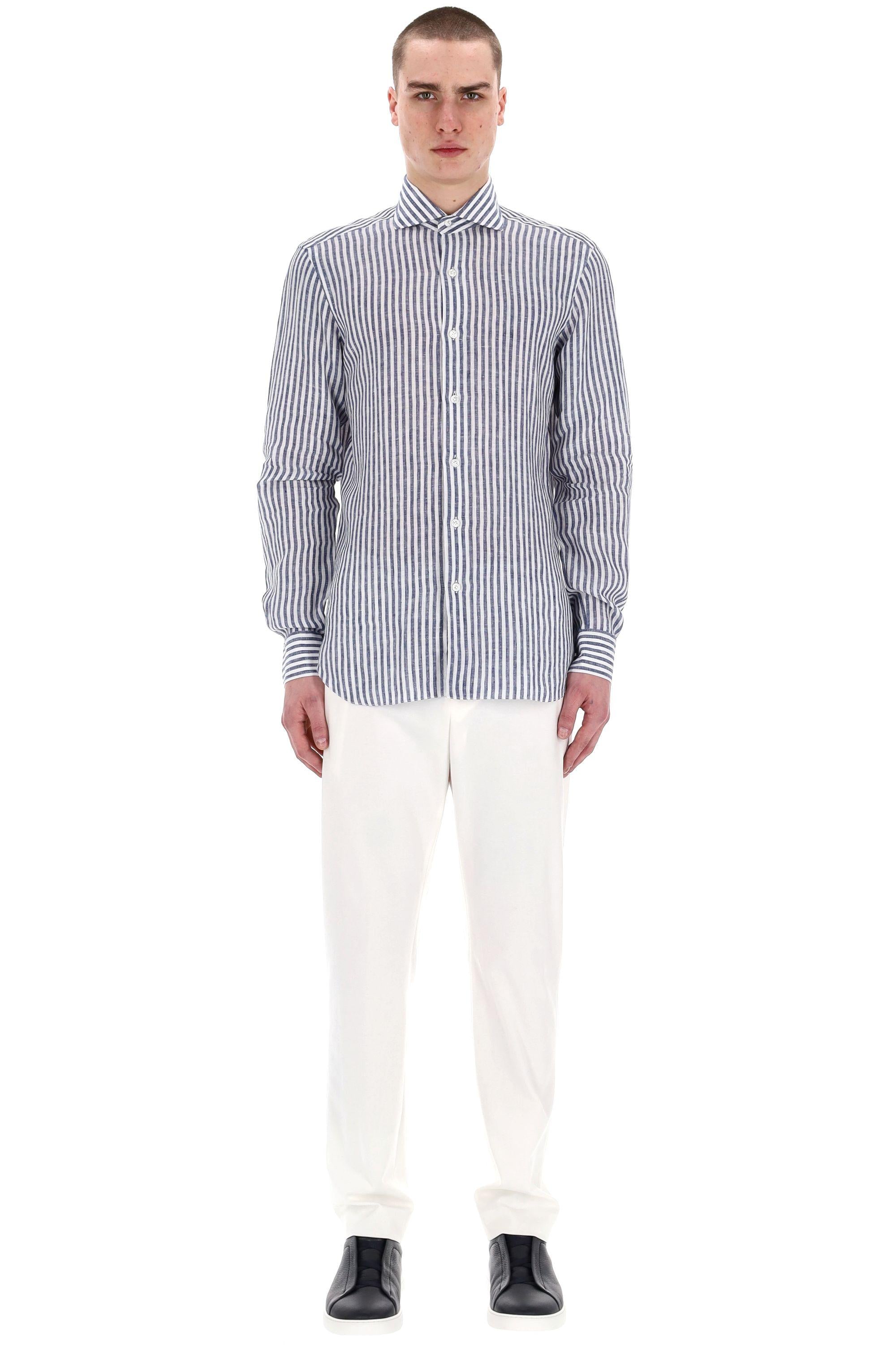 Camicia sartoriale bacchettata in lino linea Dandylife LIU13P0147066.U/2 0004 Barba 
